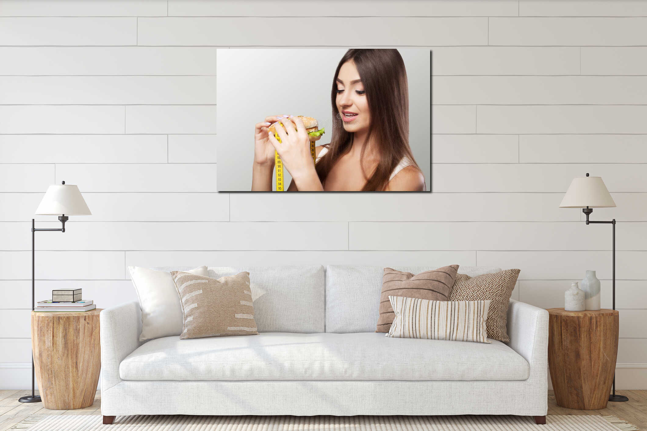 Canvas hanging interior mockup