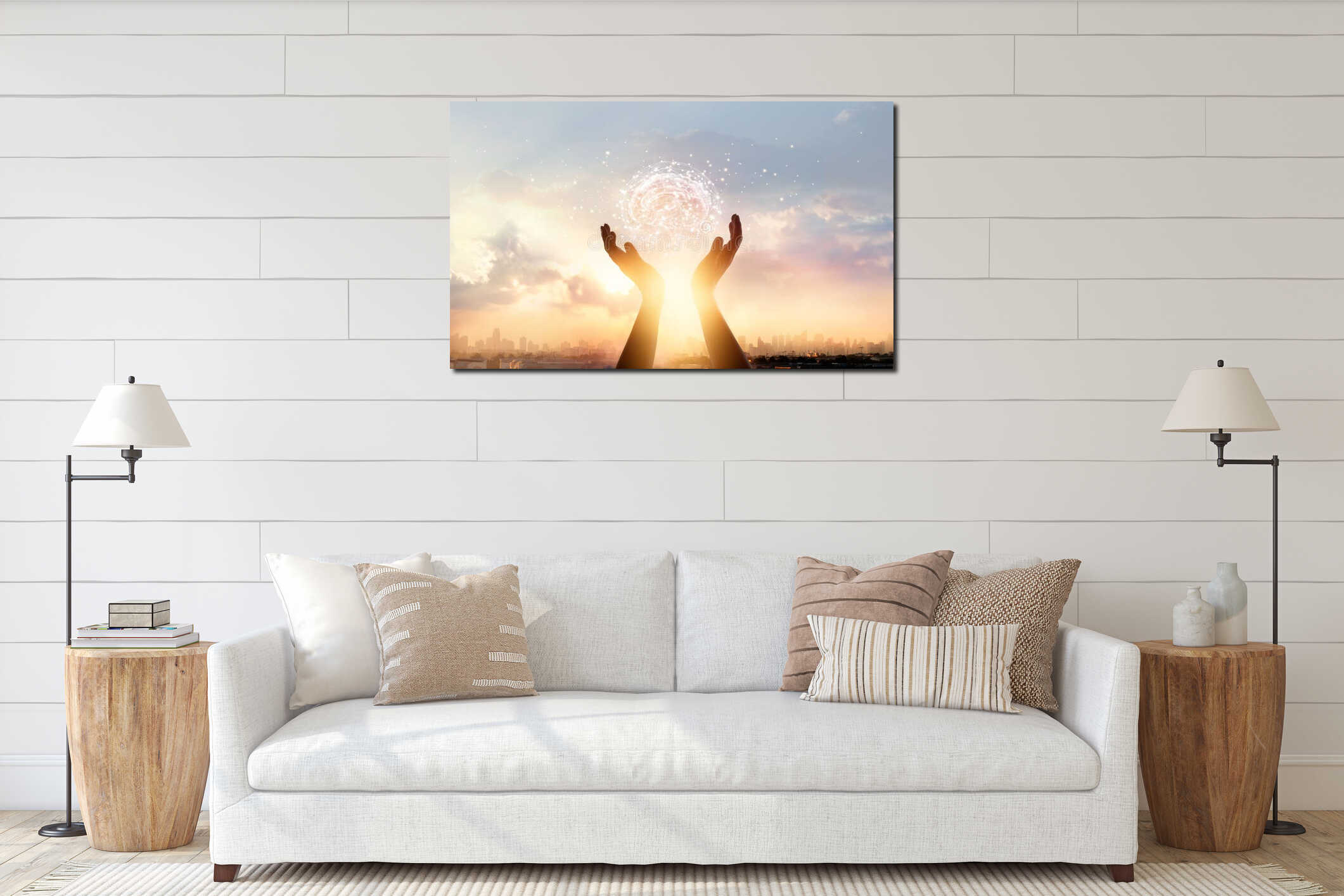 Canvas hanging interior mockup