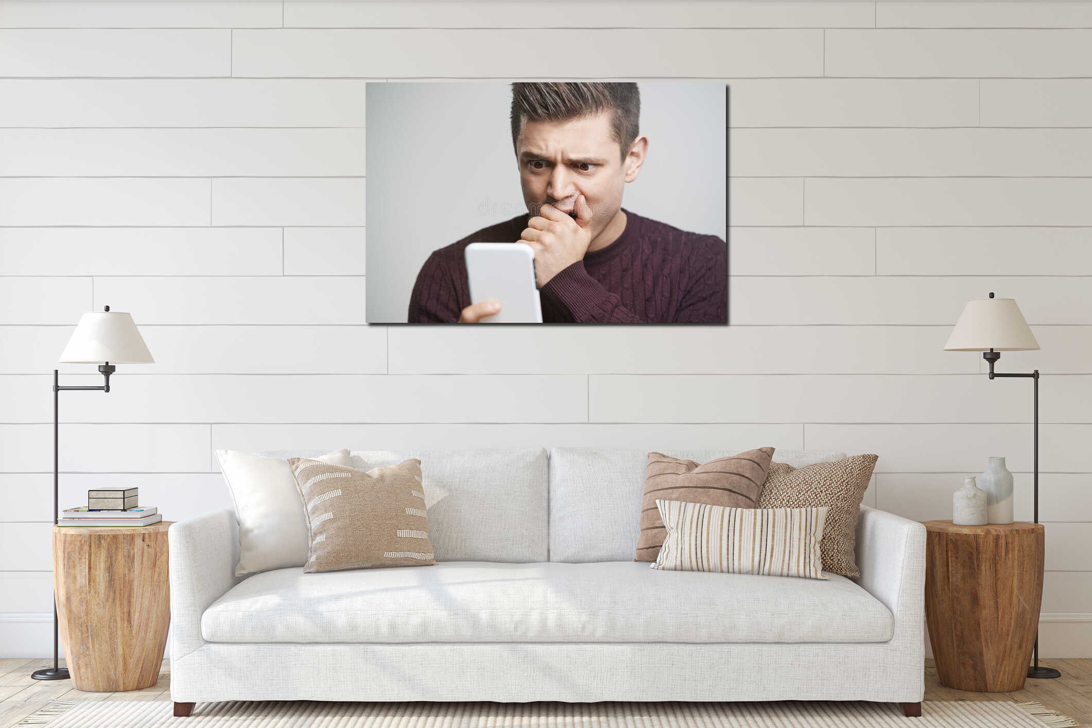 Canvas hanging interior mockup
