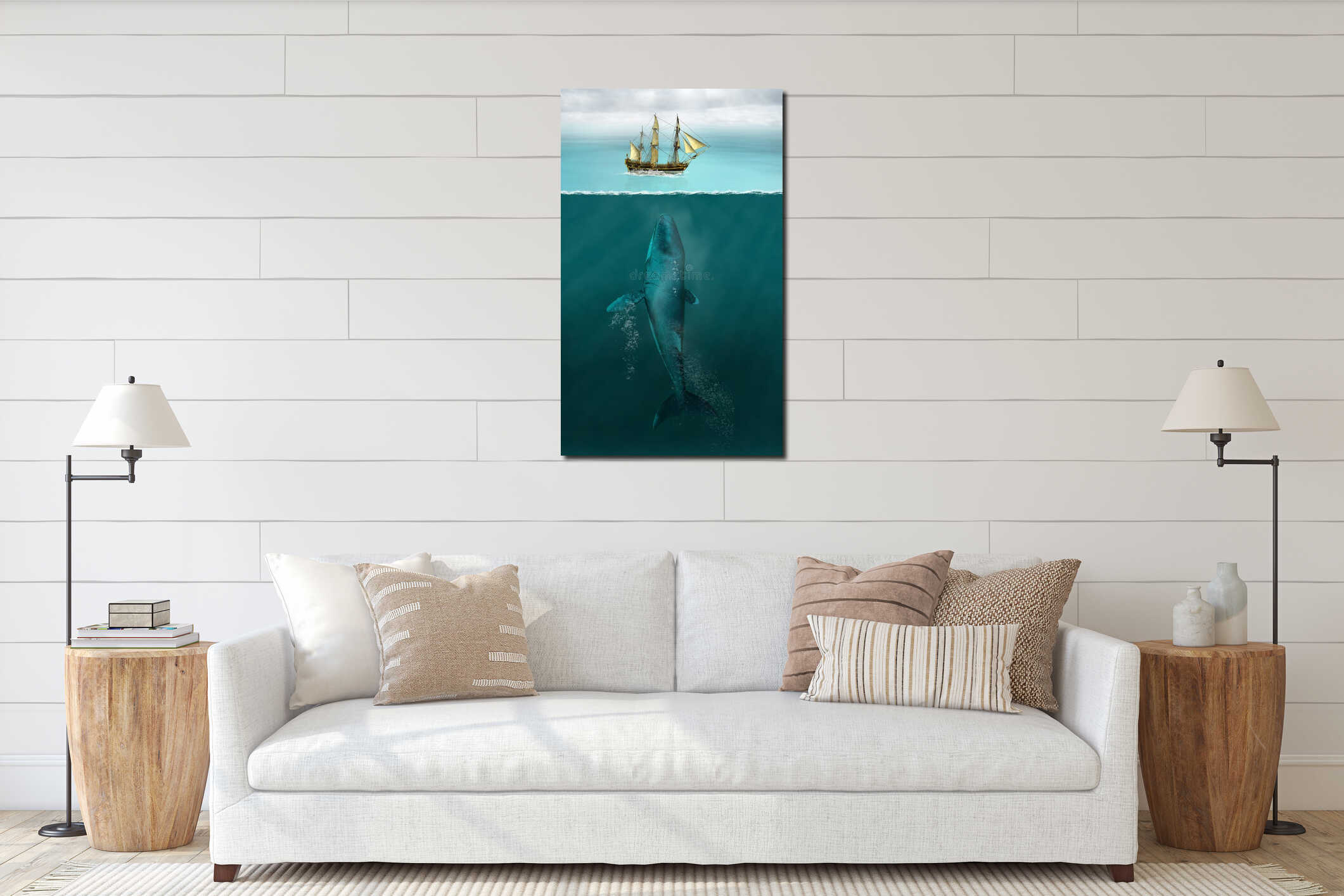 Canvas hanging interior mockup