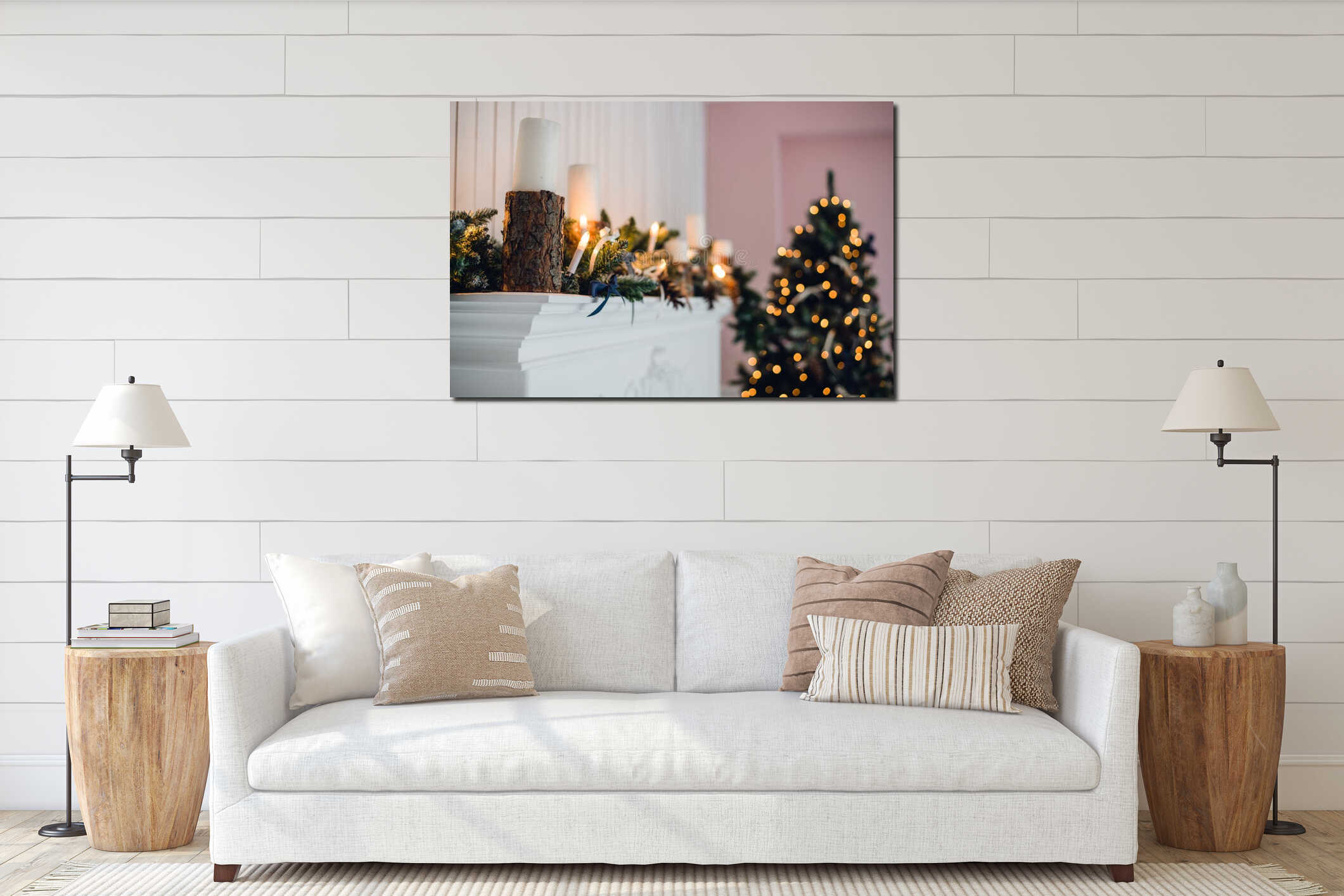 Canvas hanging interior mockup