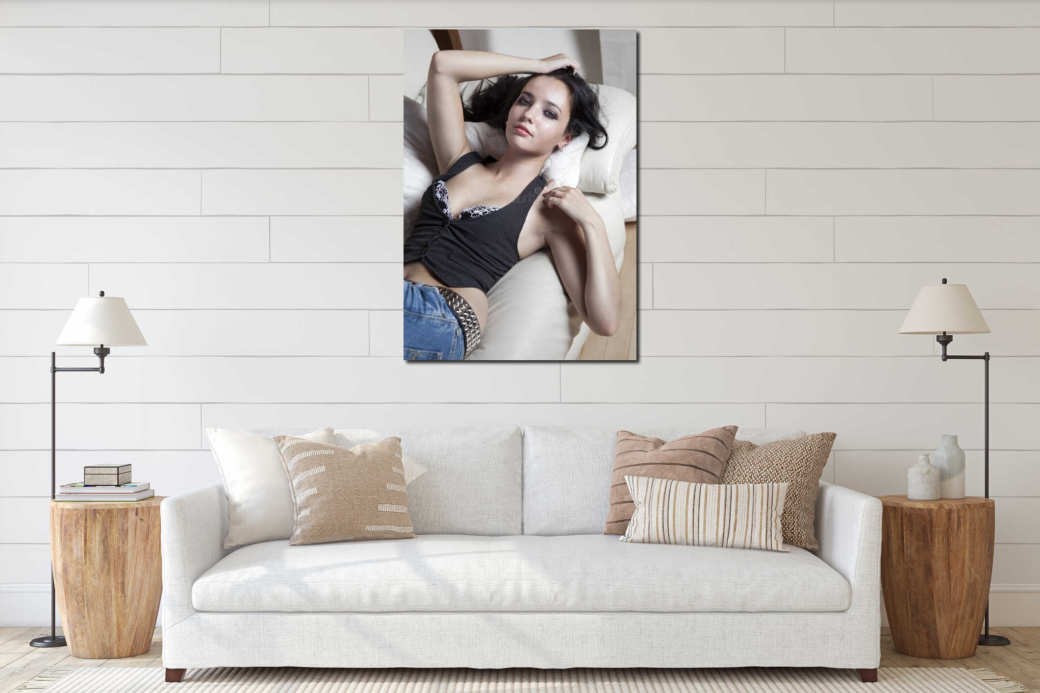 Canvas hanging interior mockup