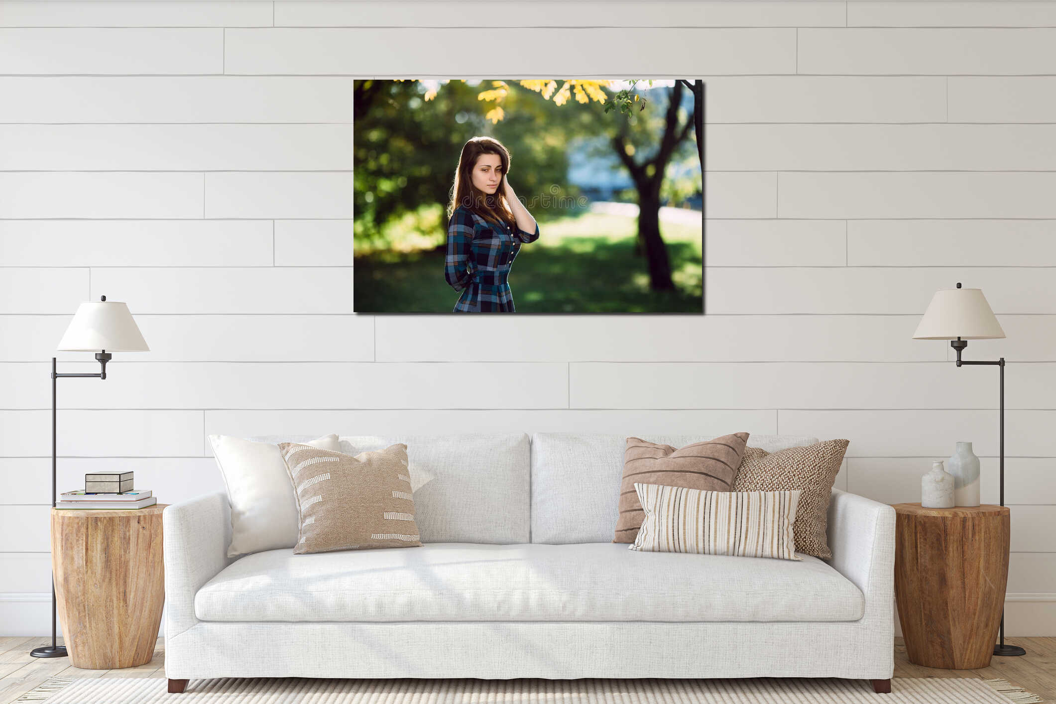 Canvas hanging interior mockup