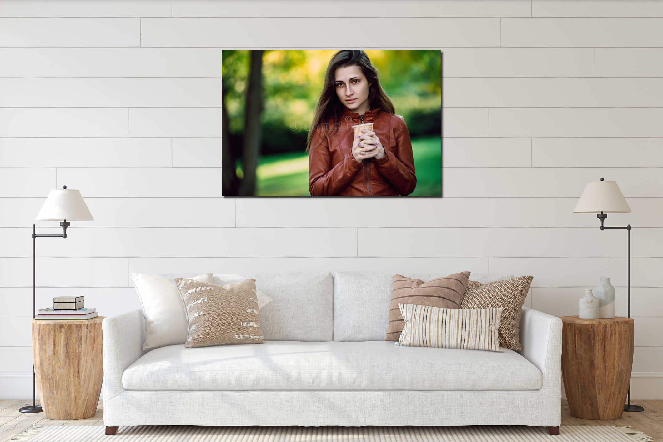 Canvas hanging interior mockup