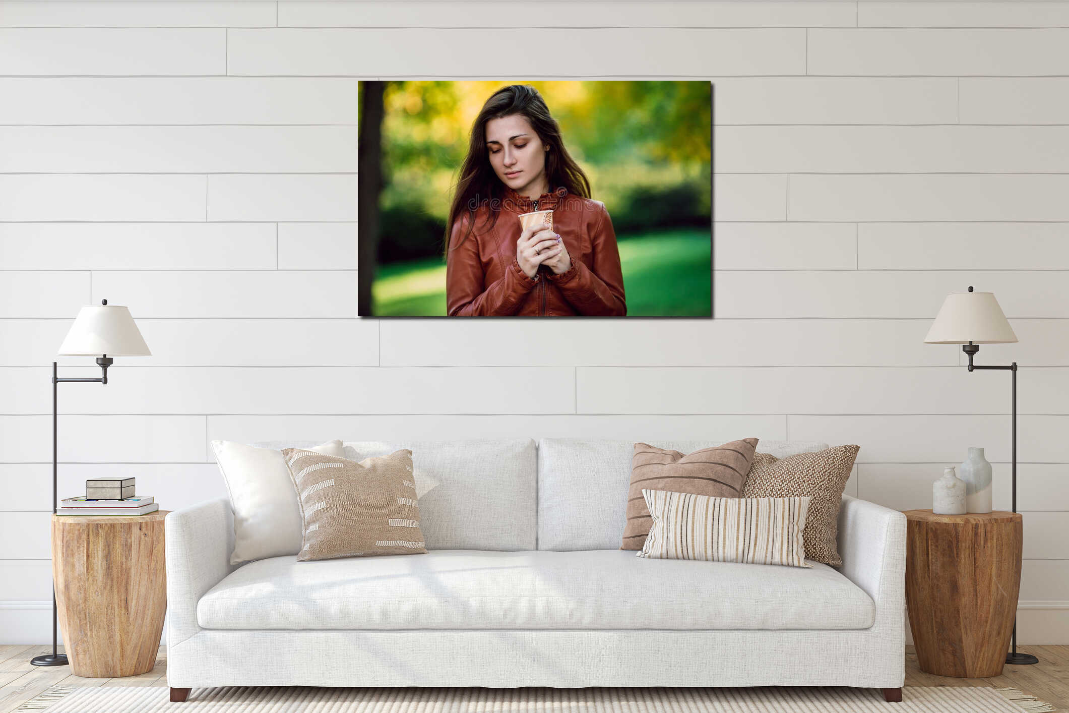 Canvas hanging interior mockup