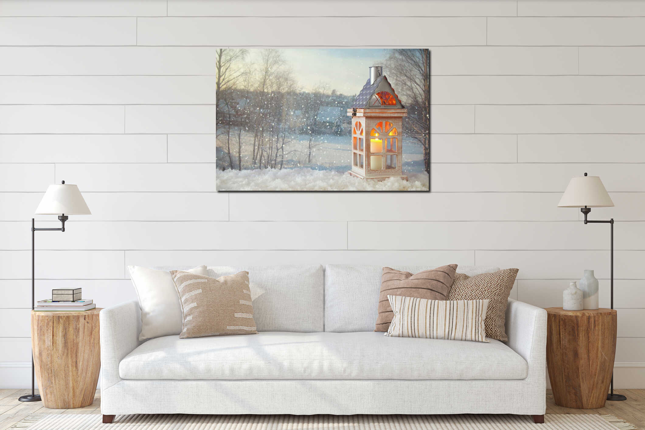Canvas hanging interior mockup