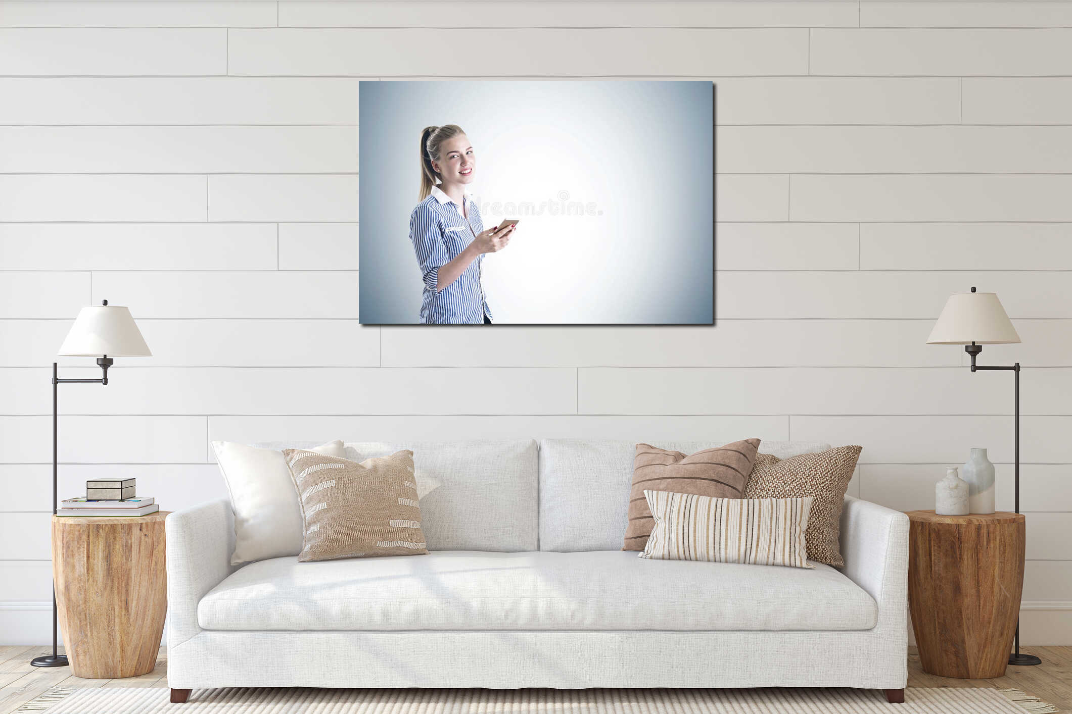 Canvas hanging interior mockup