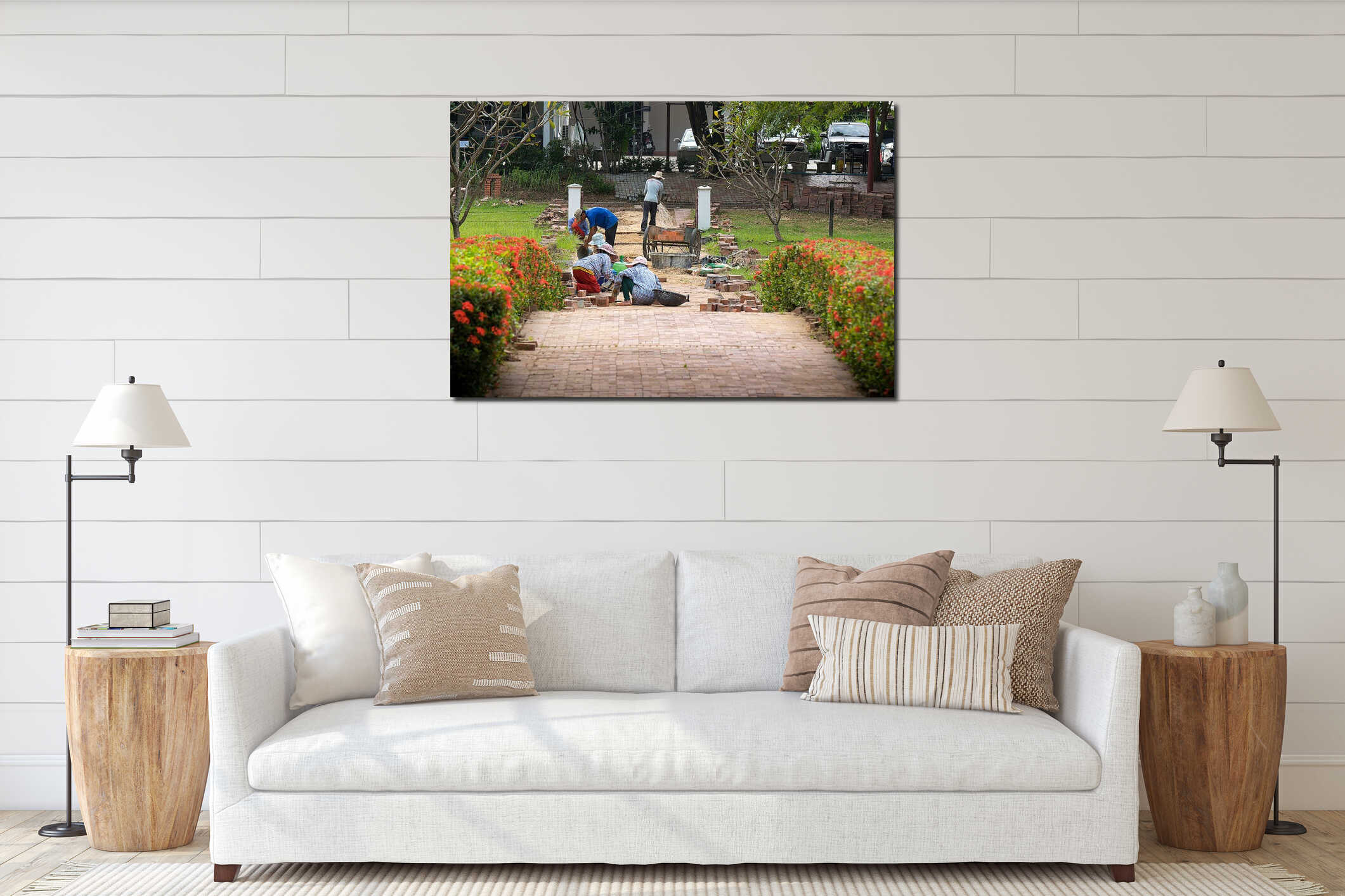 Canvas hanging interior mockup