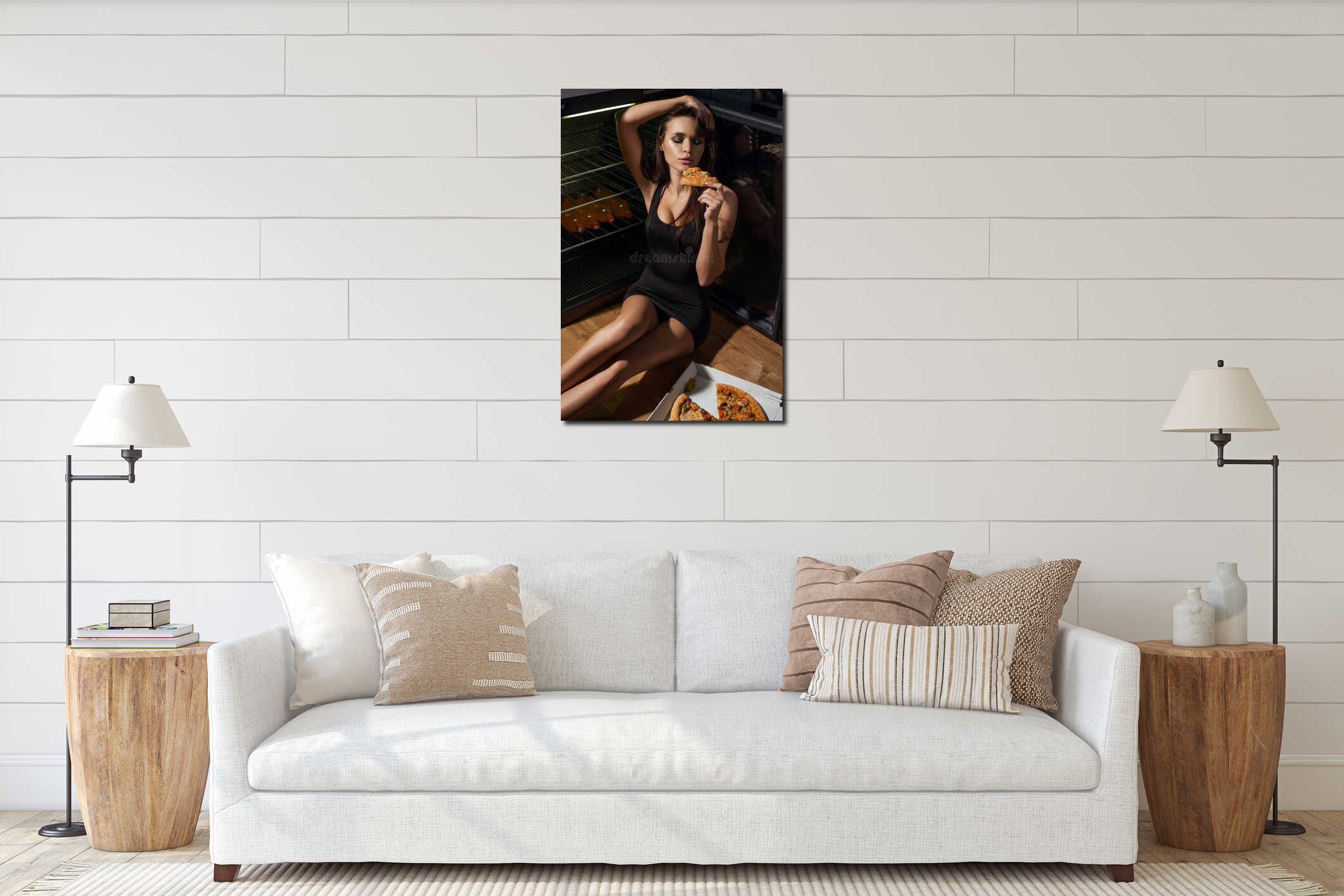 Canvas hanging interior mockup