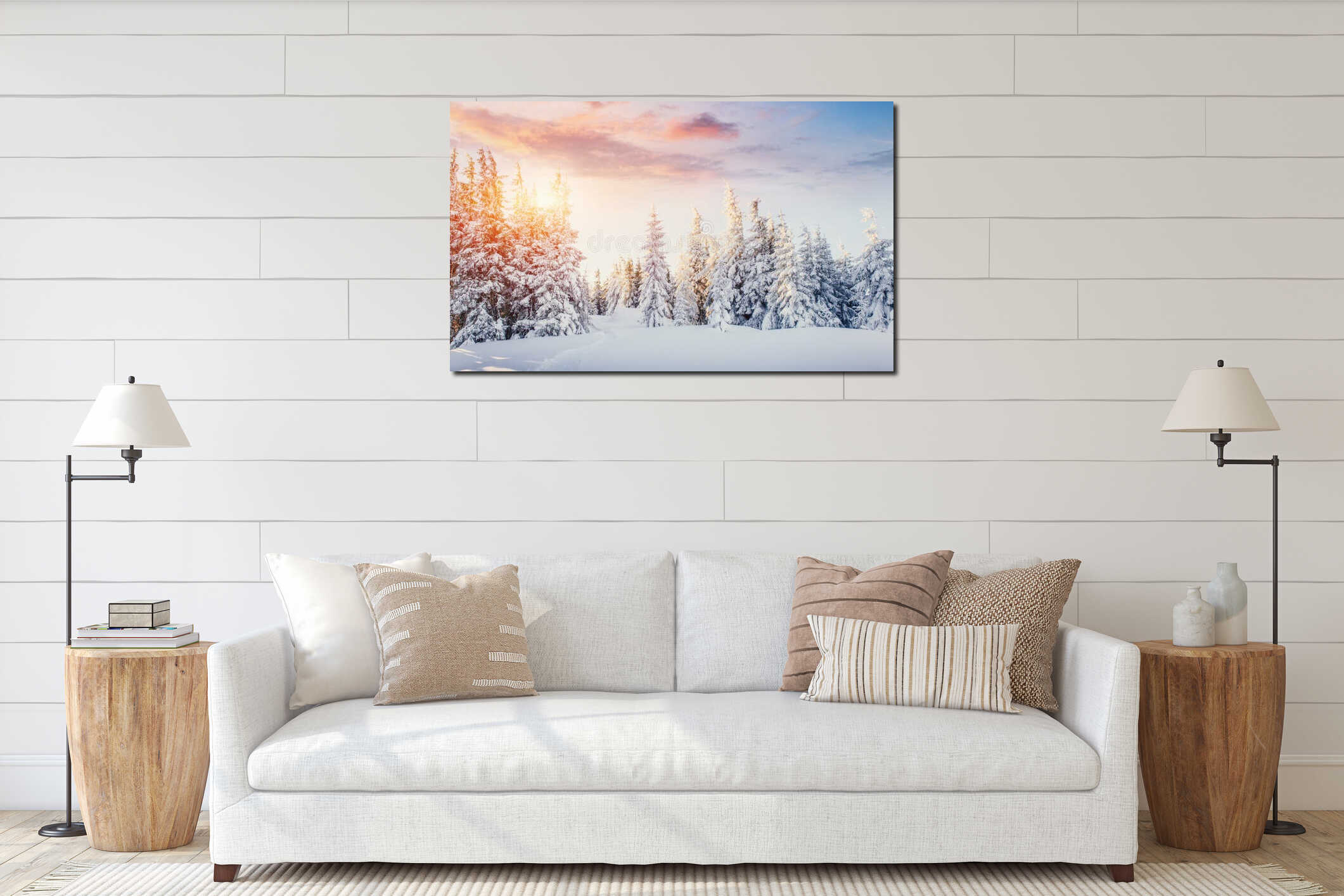 Canvas hanging interior mockup