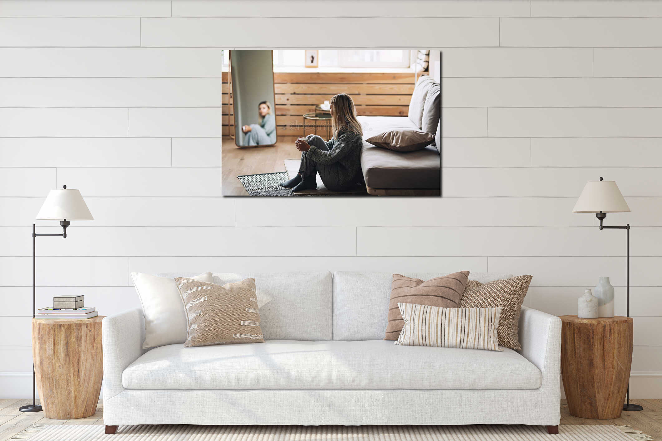 Canvas hanging interior mockup