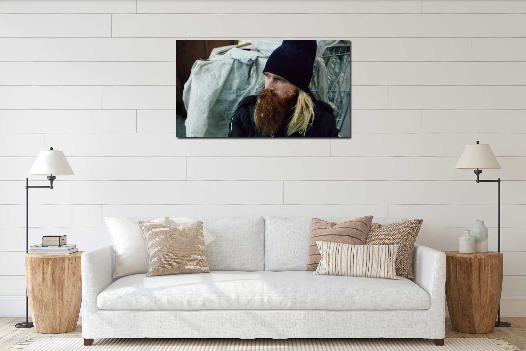 Canvas hanging interior mockup