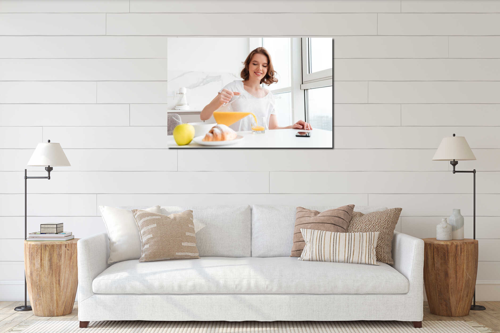 Canvas hanging interior mockup