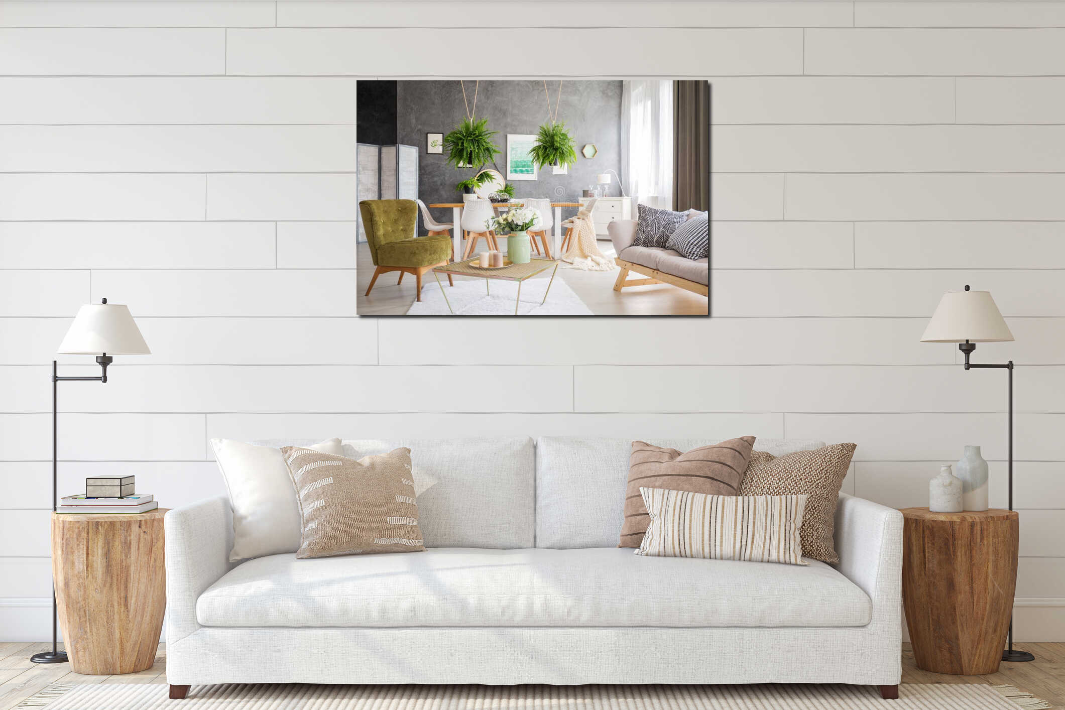 Canvas hanging interior mockup