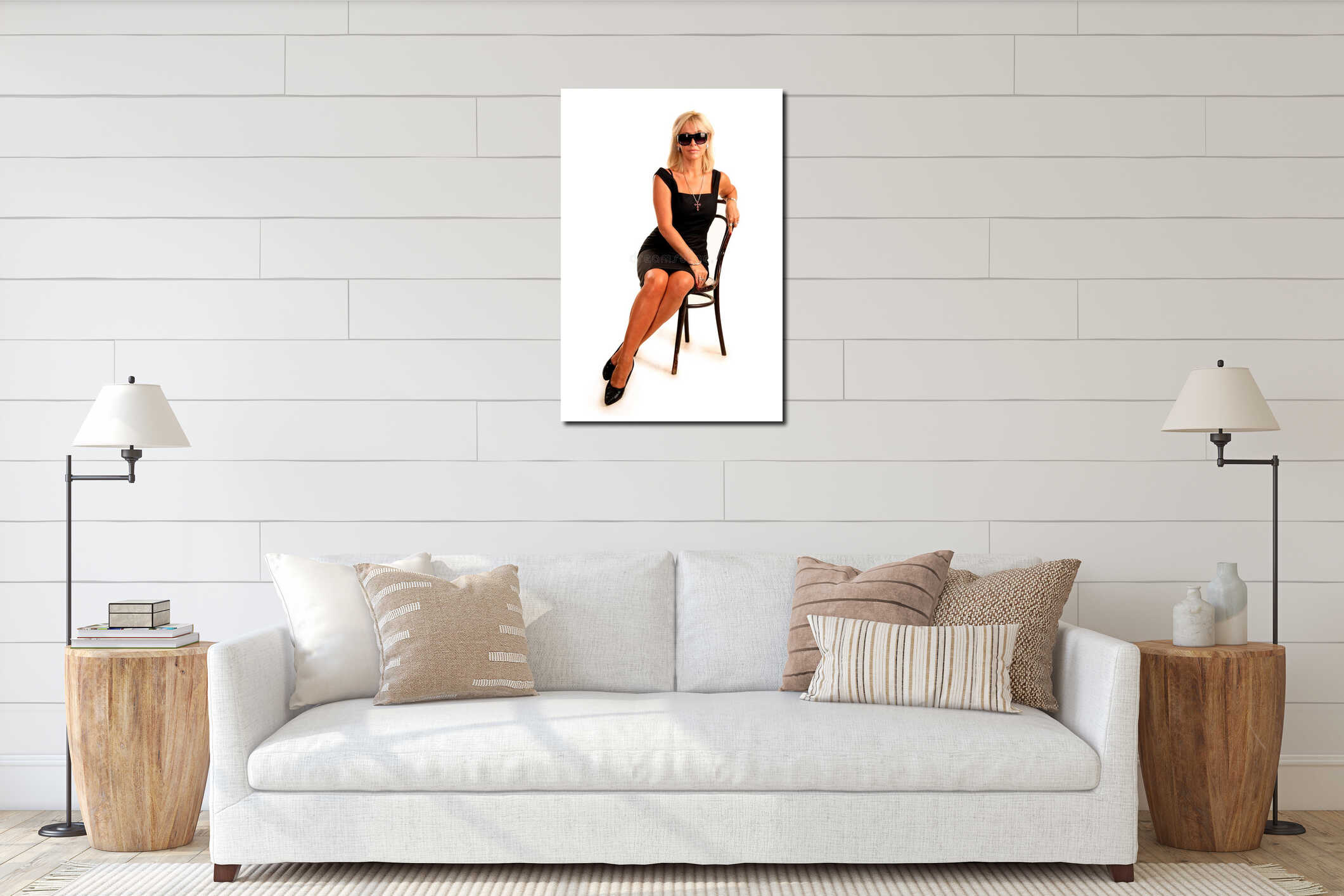 Canvas hanging interior mockup