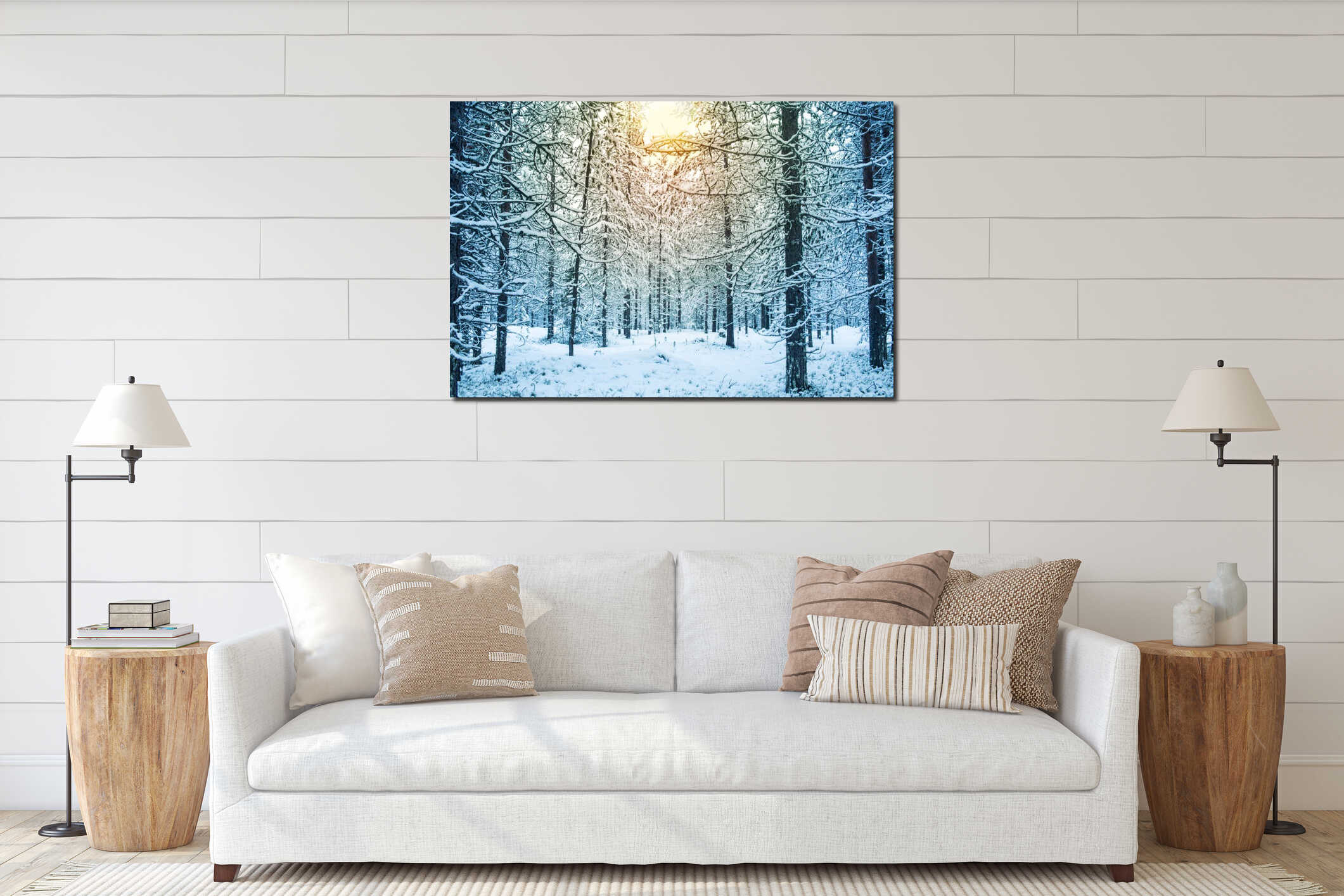 Canvas hanging interior mockup