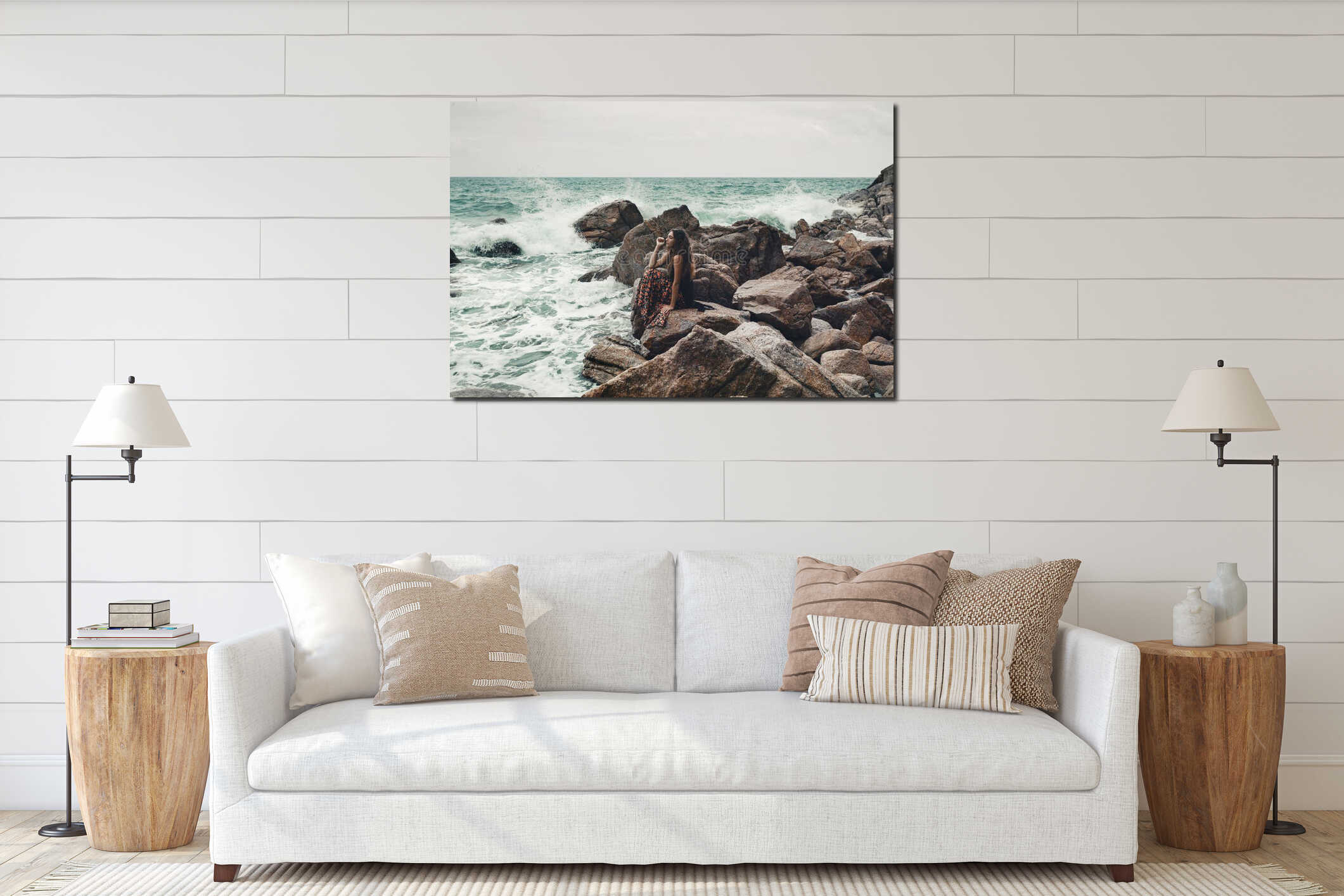 Canvas hanging interior mockup