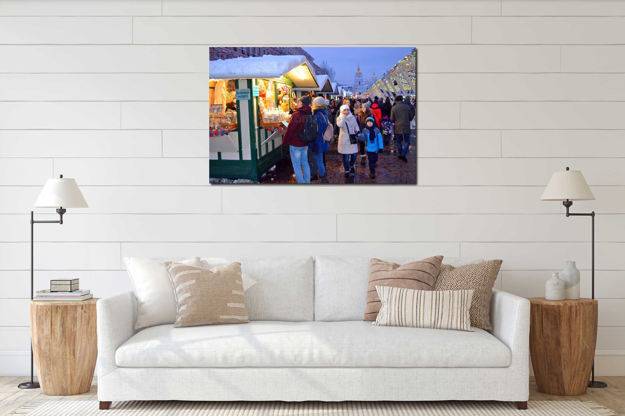 Canvas hanging interior mockup