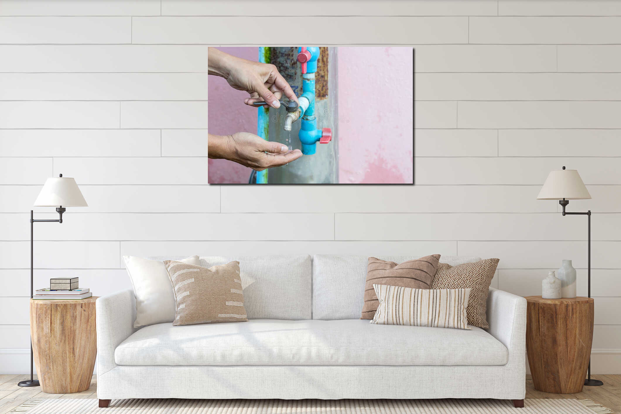 Canvas hanging interior mockup