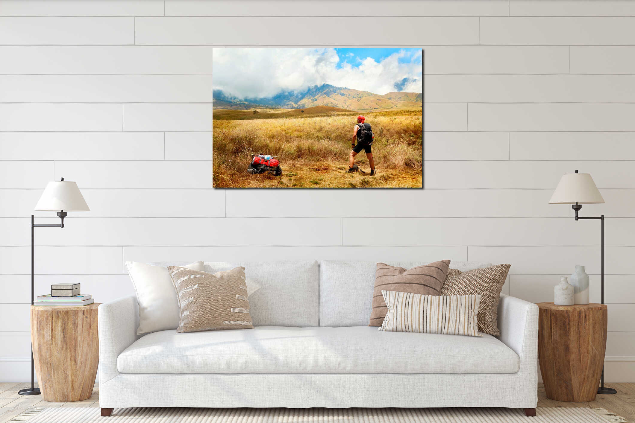 Canvas hanging interior mockup