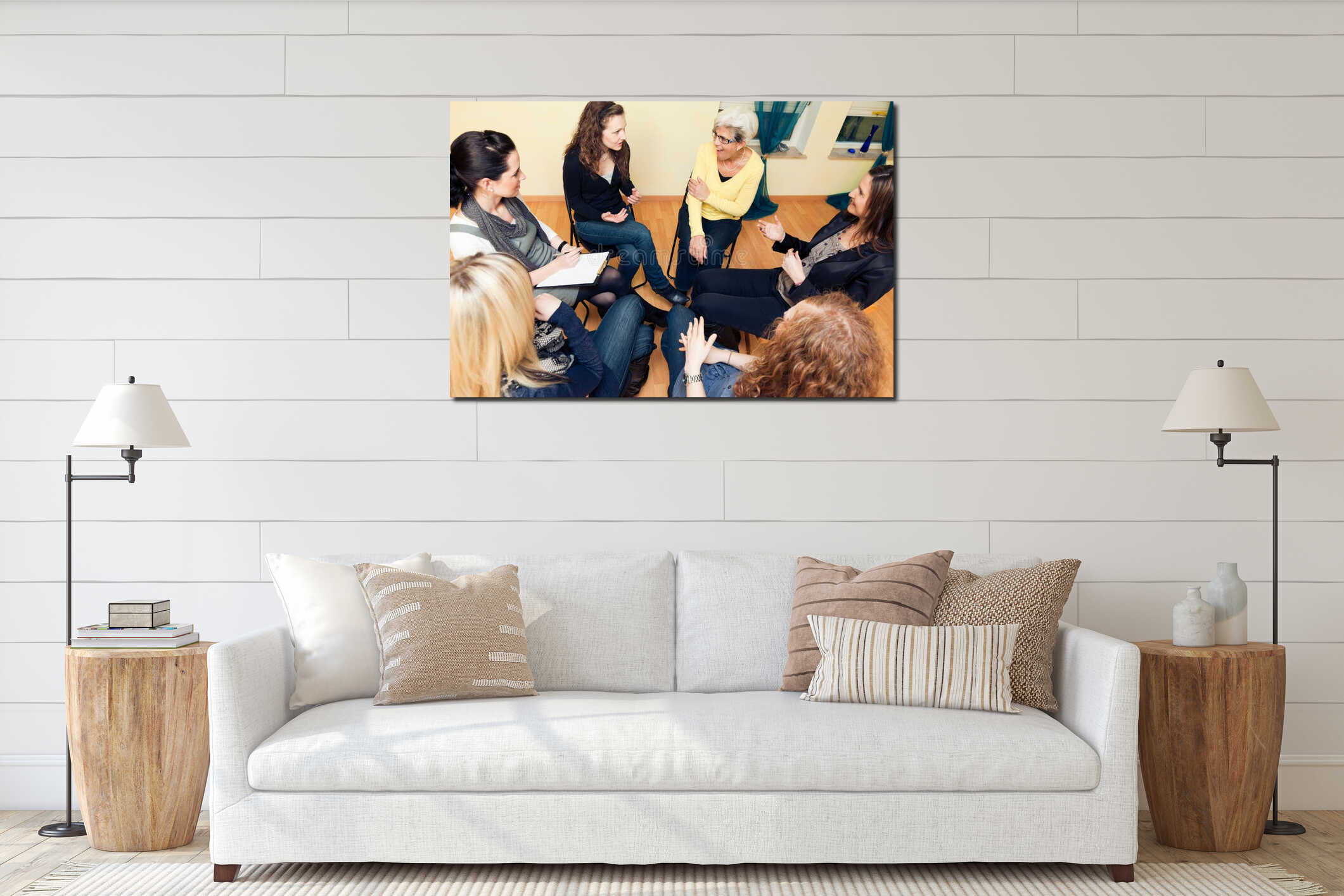 Canvas hanging interior mockup