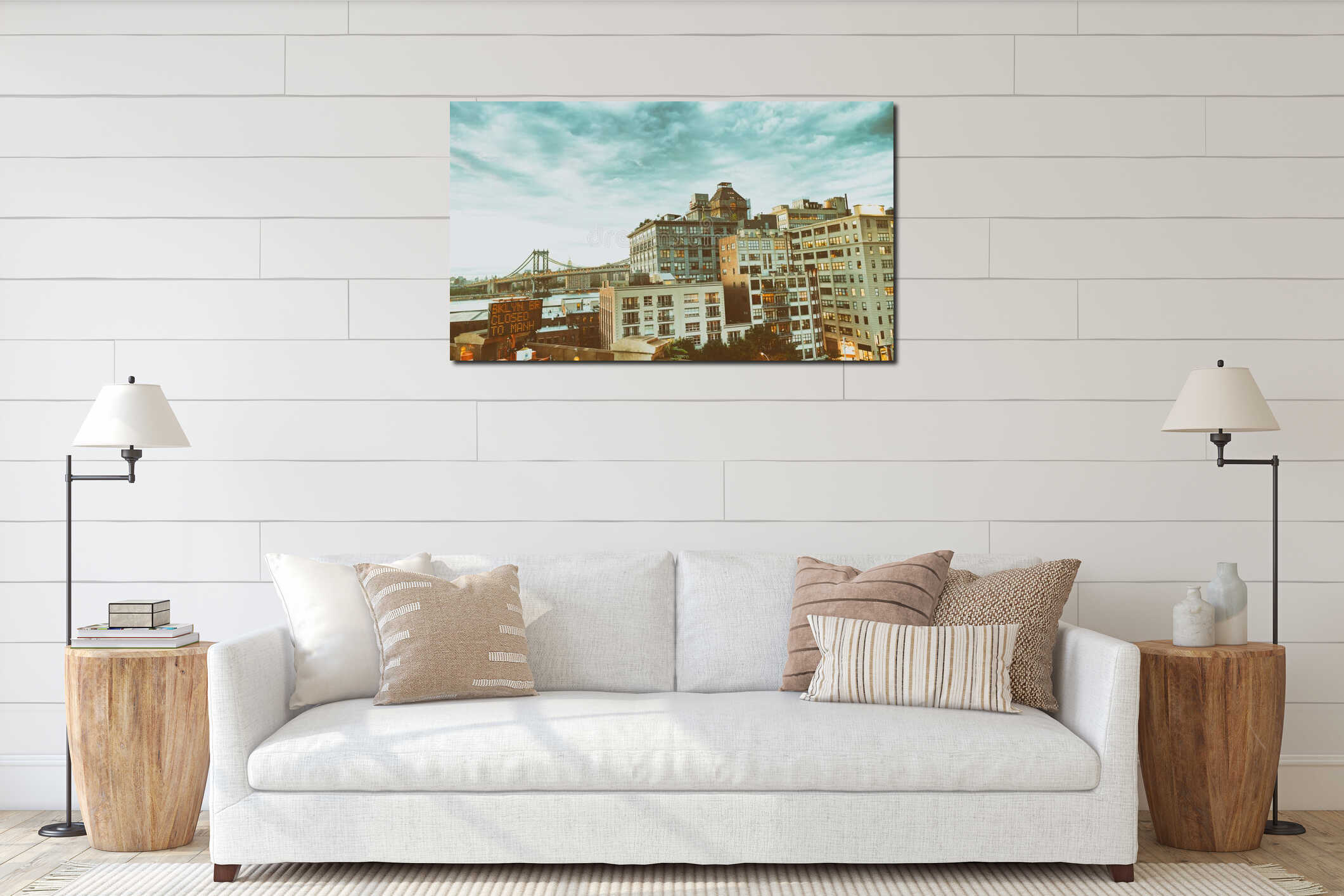 Canvas hanging interior mockup