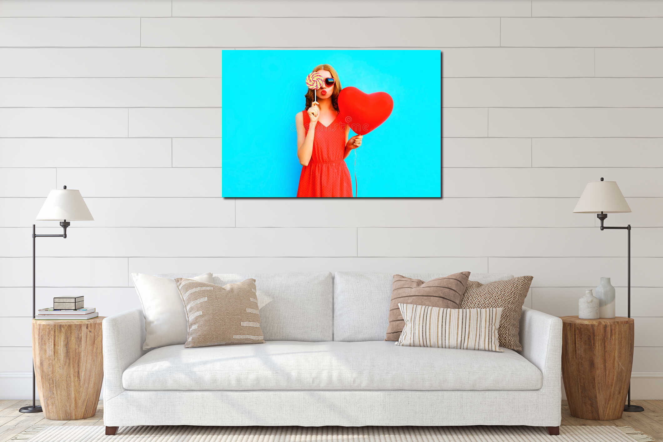 Canvas hanging interior mockup