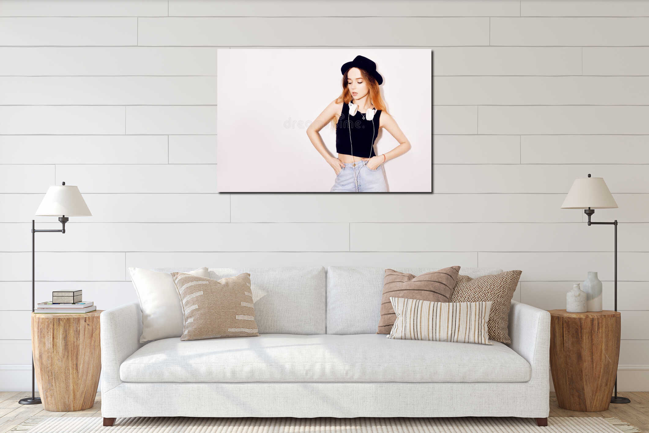 Canvas hanging interior mockup