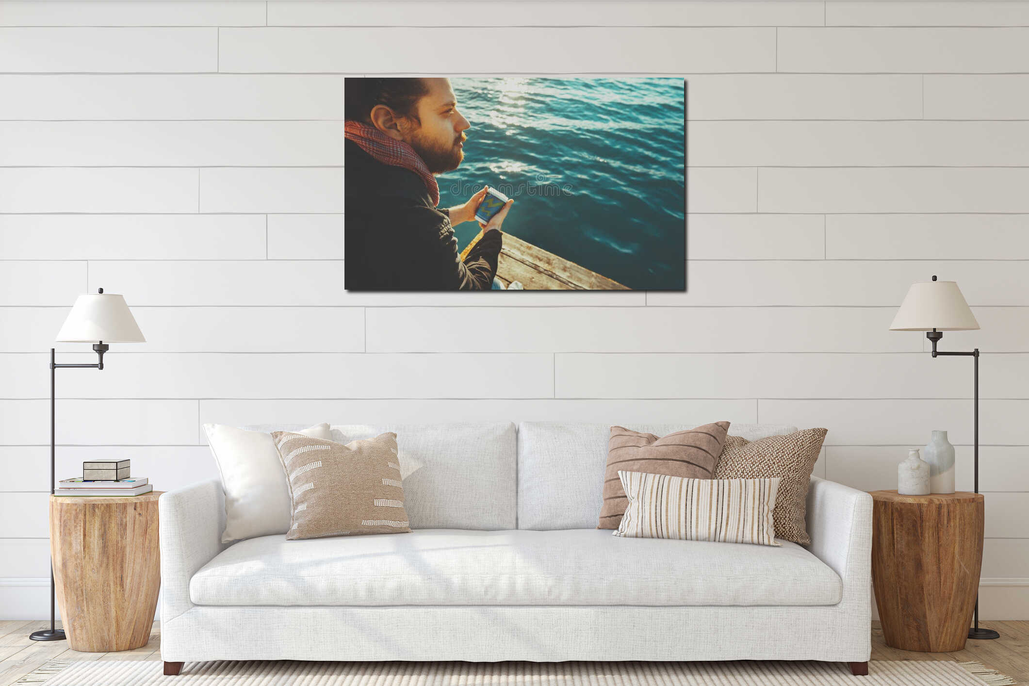 Canvas hanging interior mockup