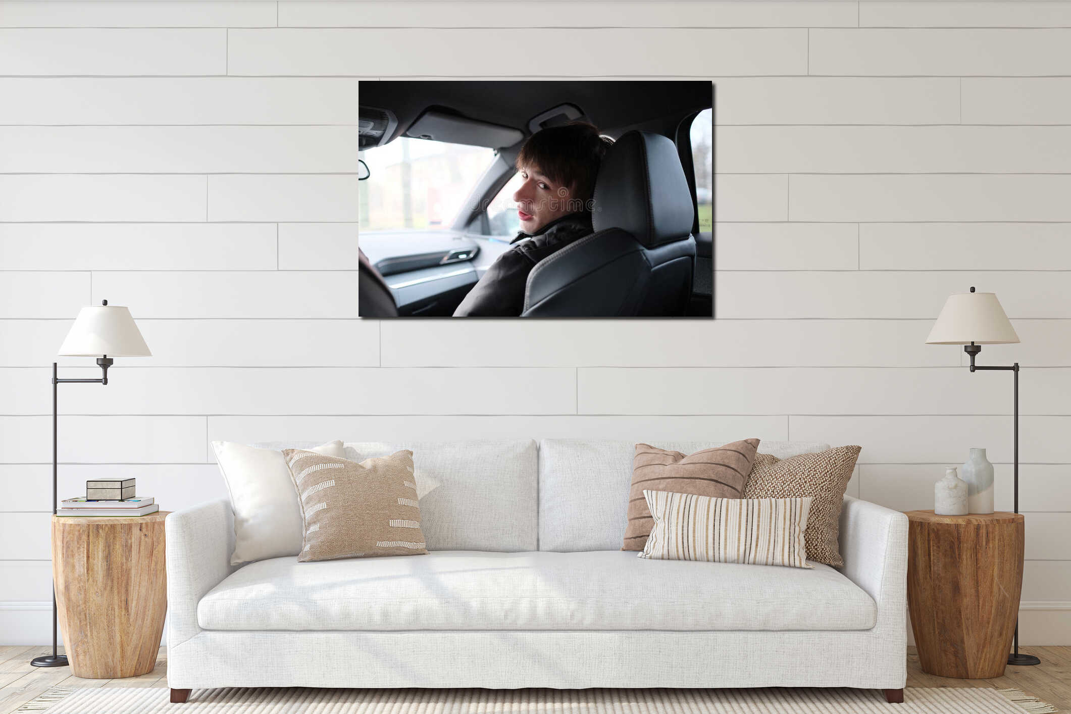 Canvas hanging interior mockup