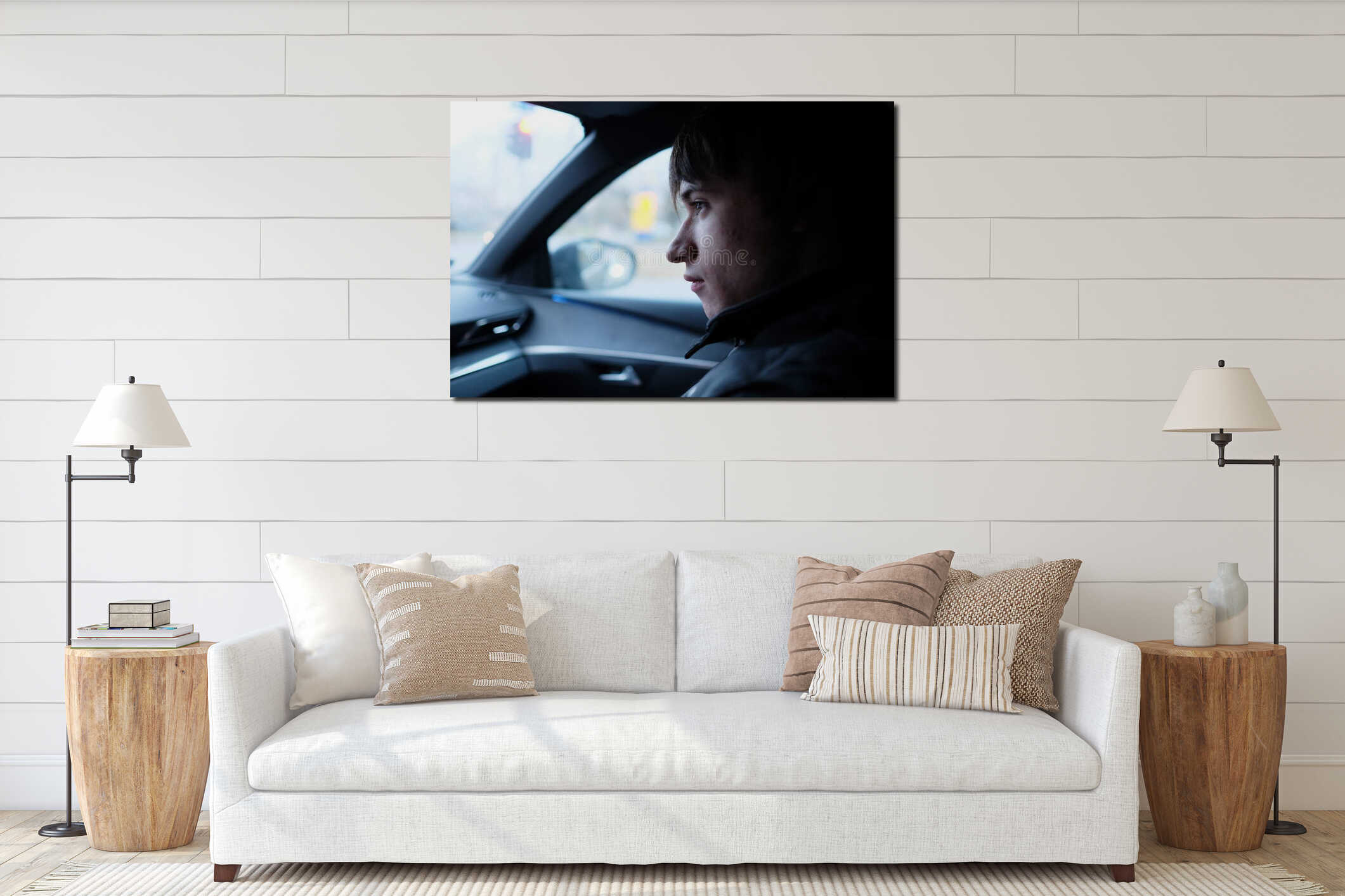 Canvas hanging interior mockup