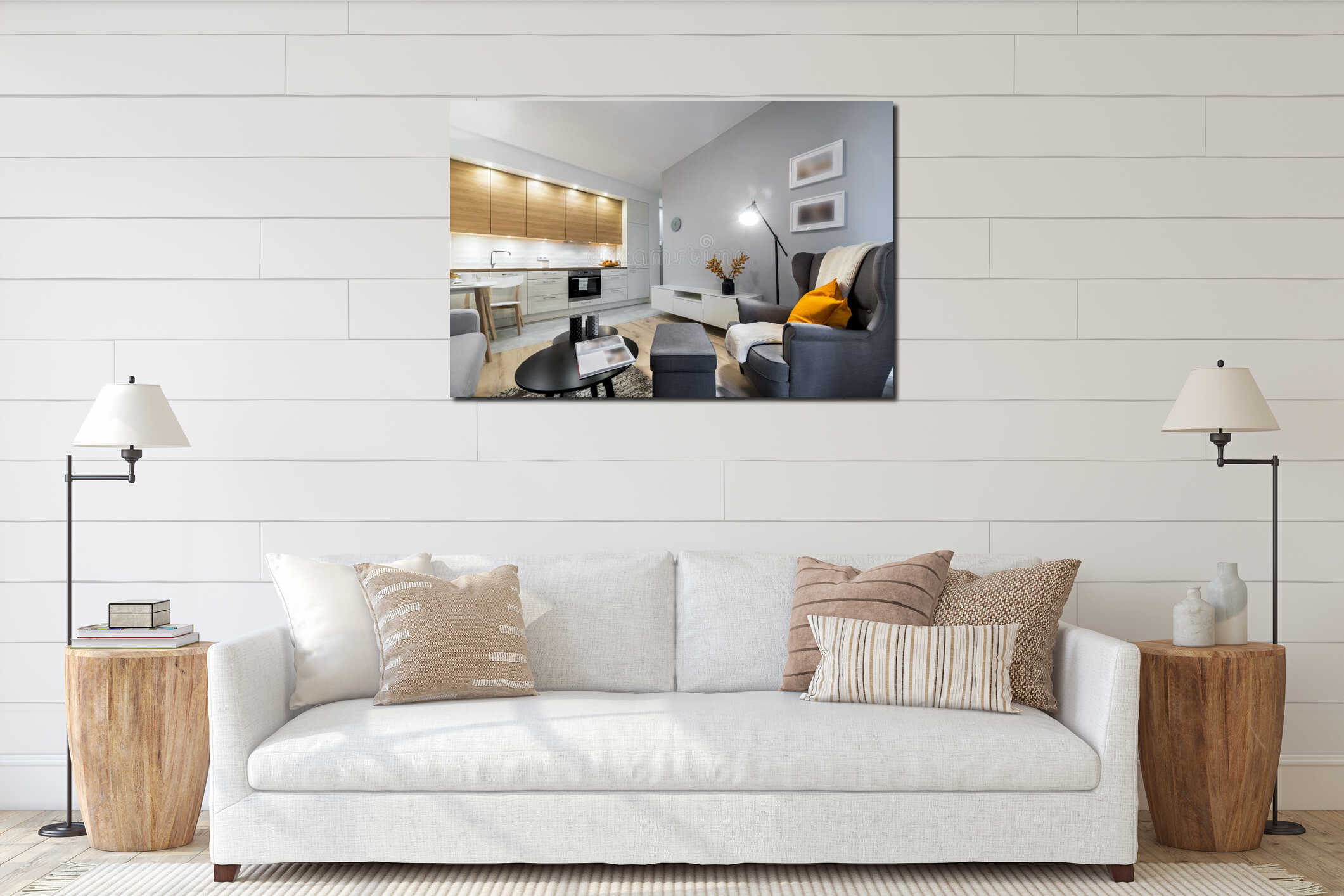 Canvas hanging interior mockup