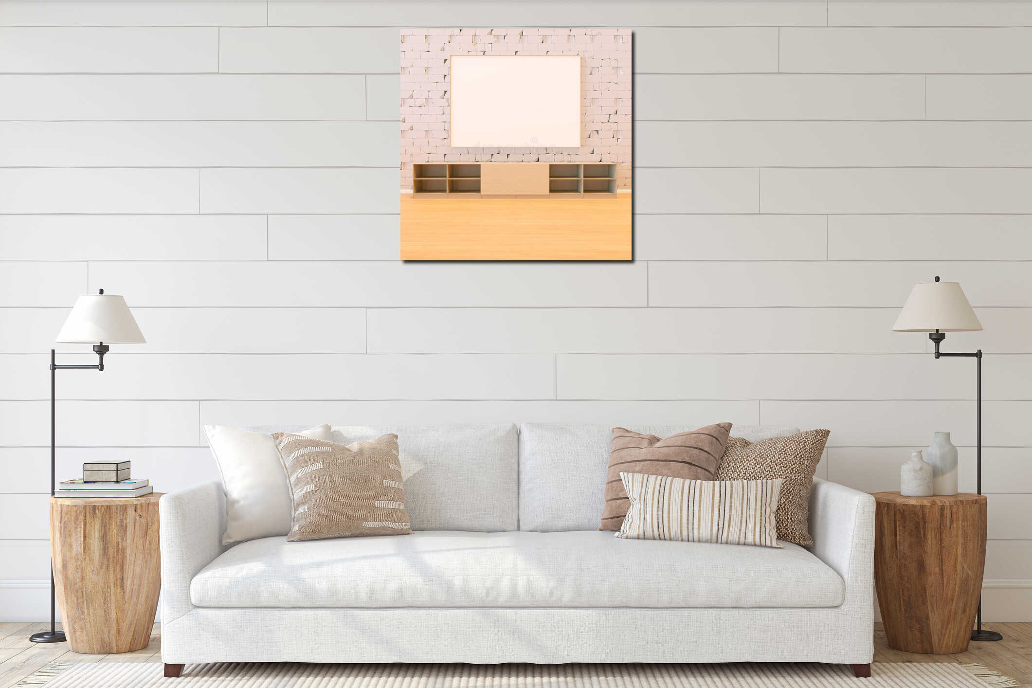 Canvas hanging interior mockup