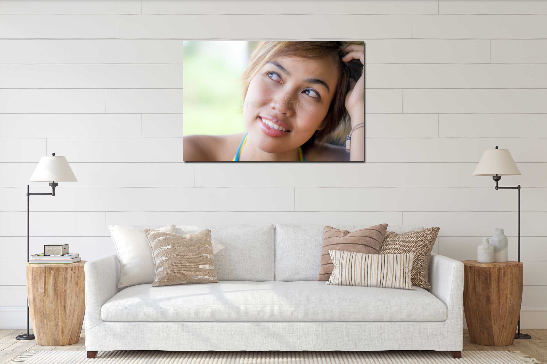 Canvas hanging interior mockup