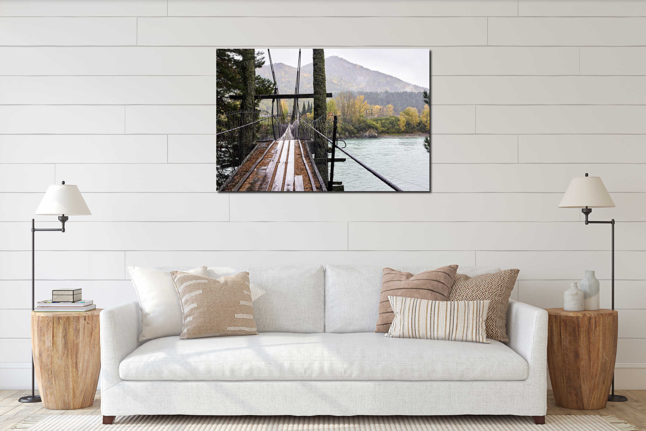 Canvas hanging interior mockup