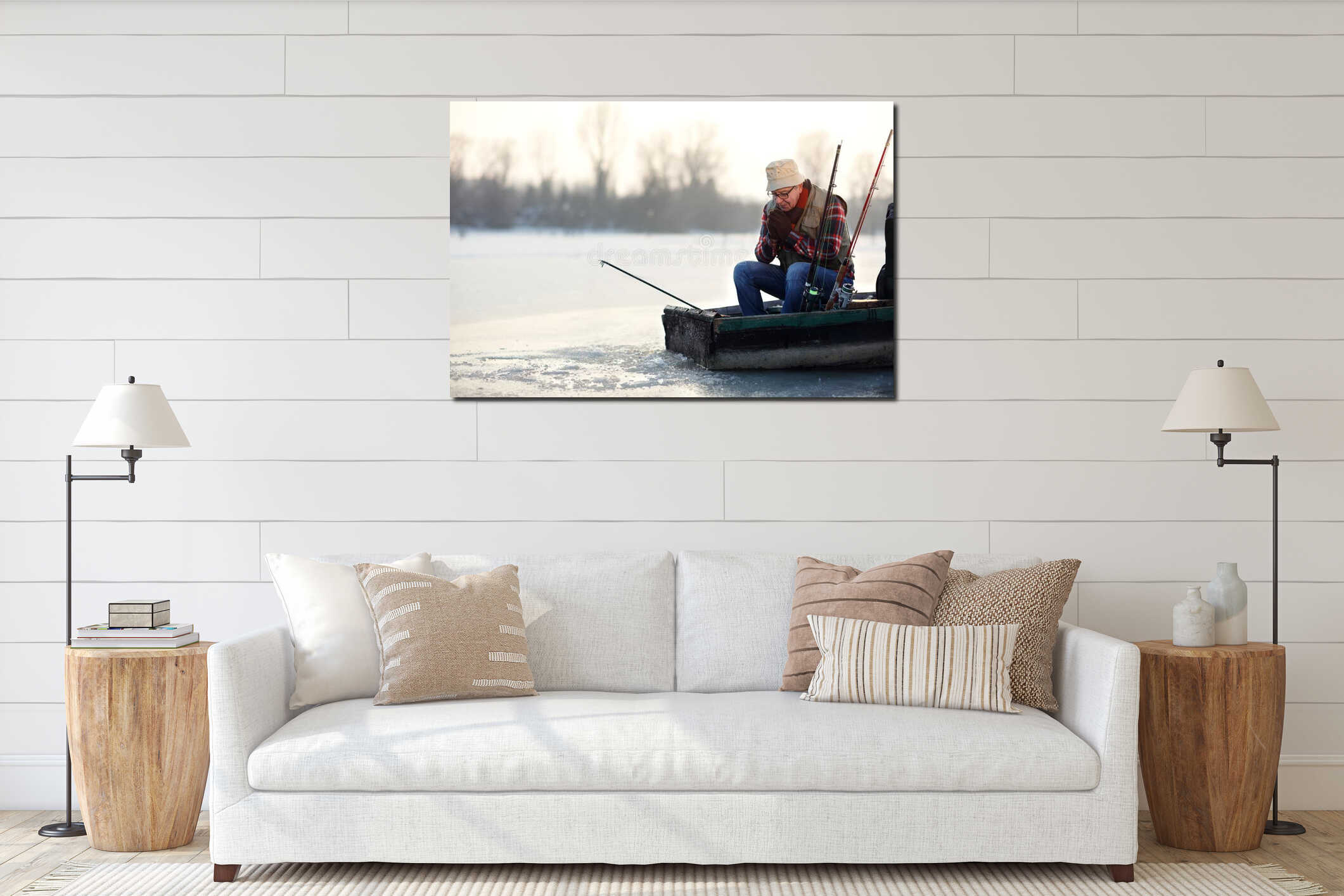 Canvas hanging interior mockup