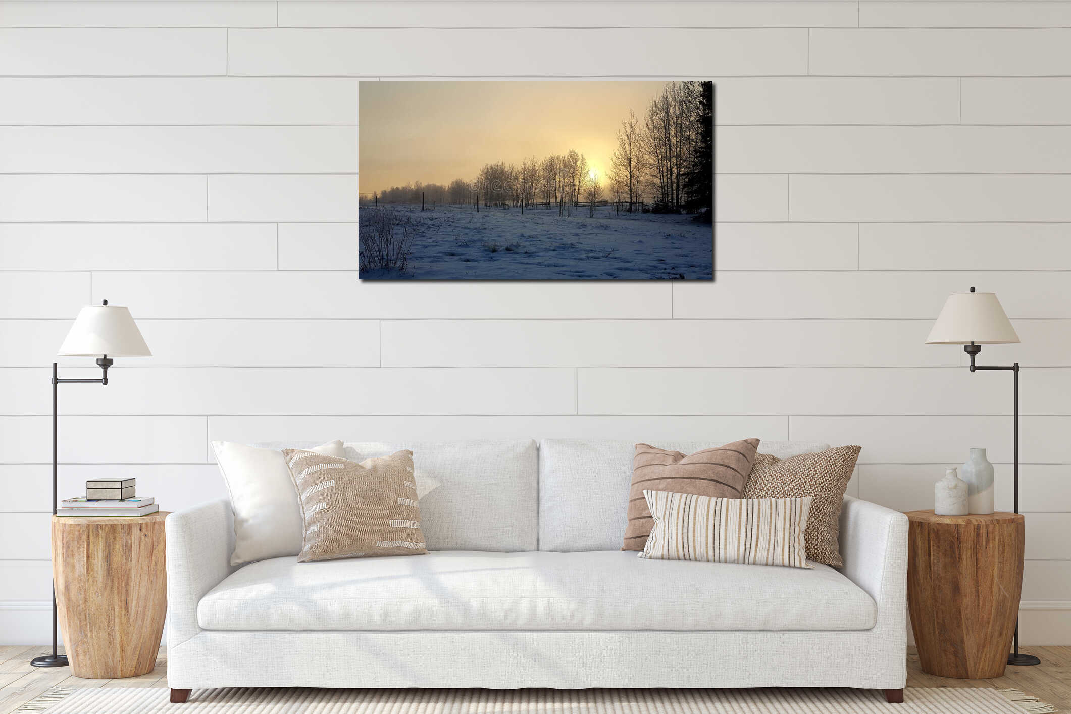 Canvas hanging interior mockup