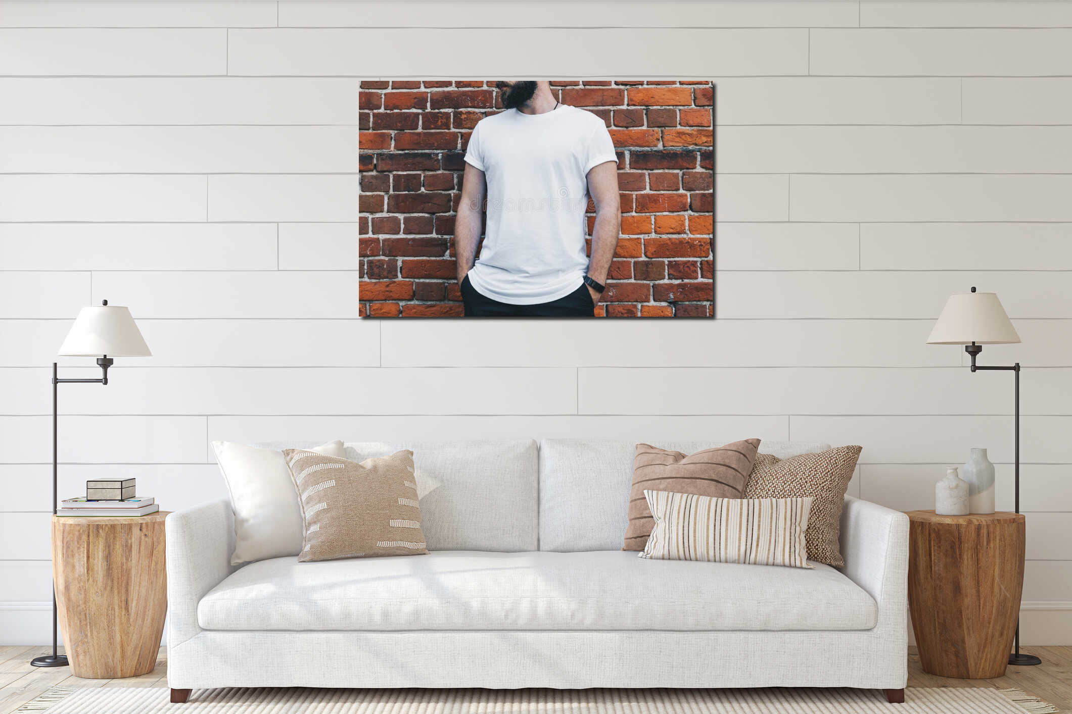 Canvas hanging interior mockup