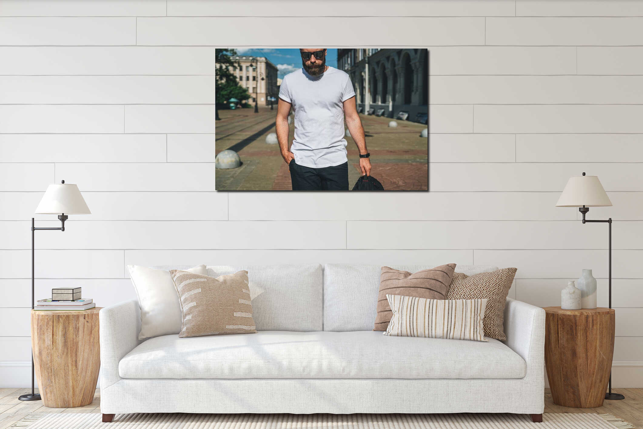 Canvas hanging interior mockup