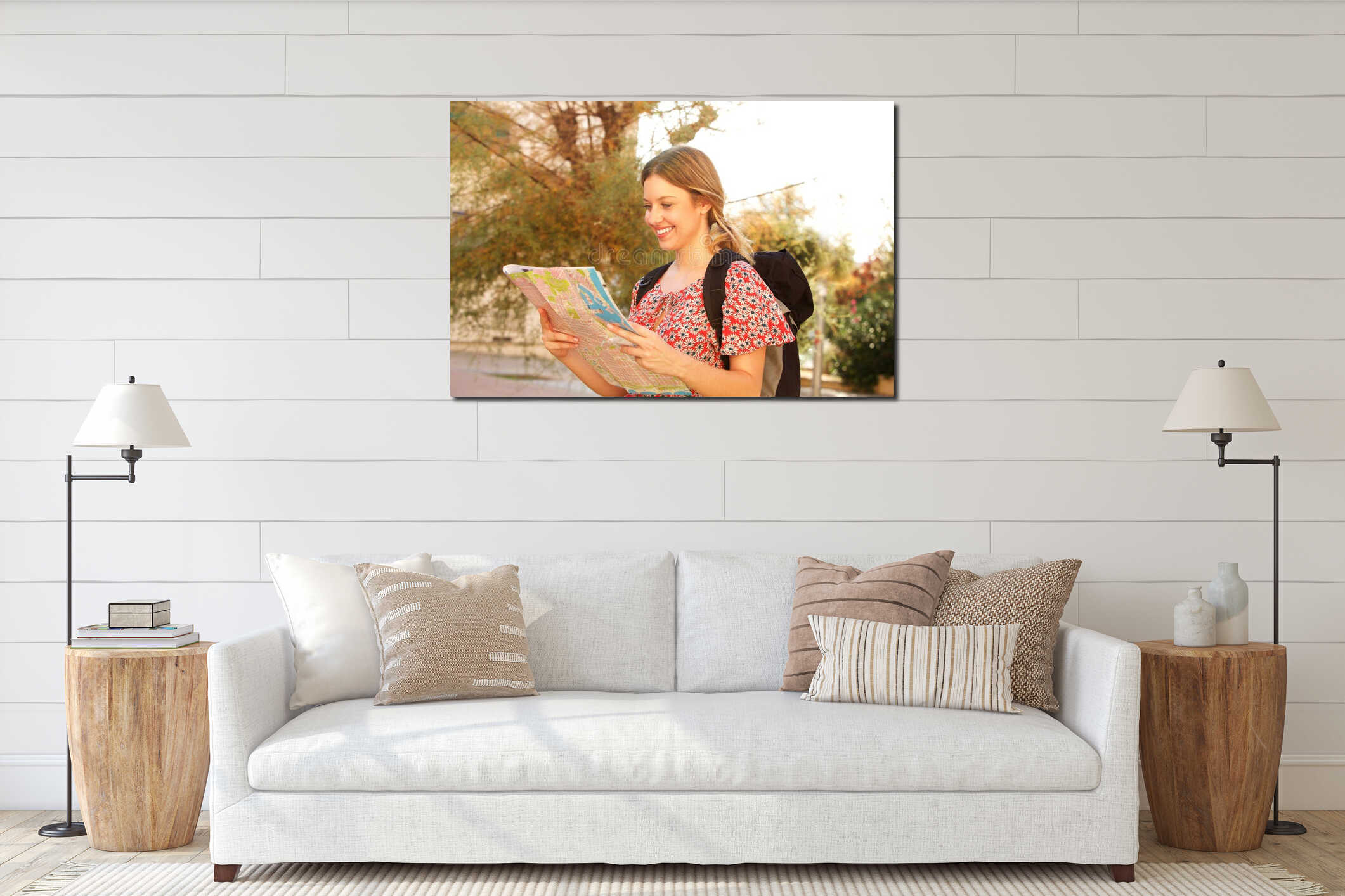 Canvas hanging interior mockup