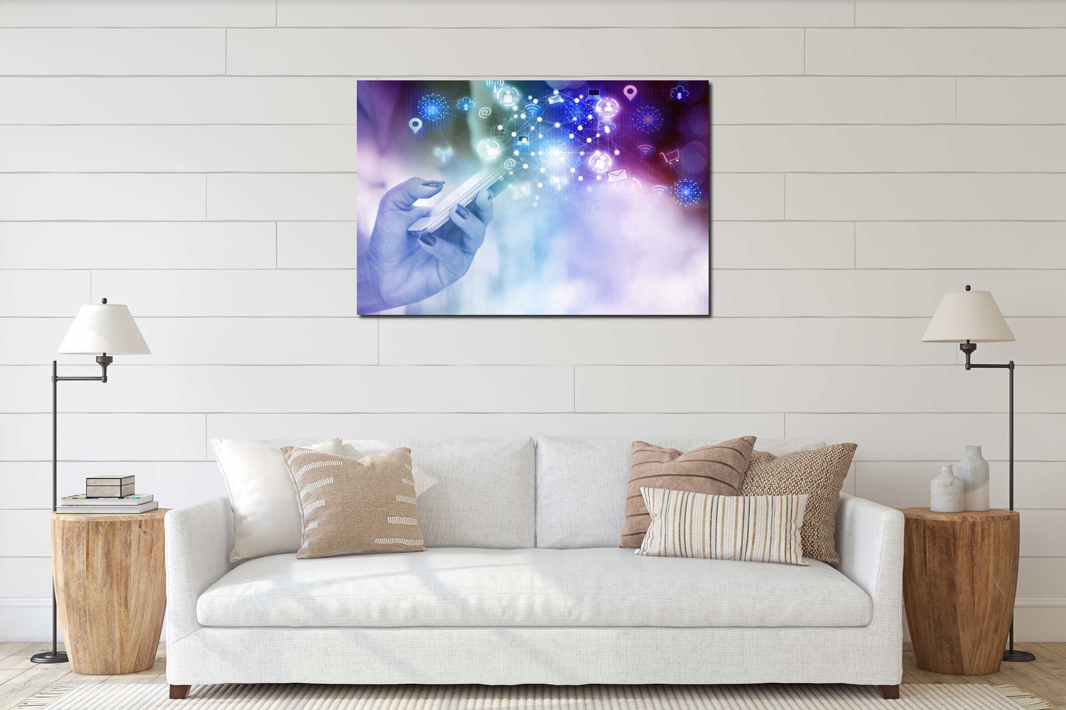 Canvas hanging interior mockup