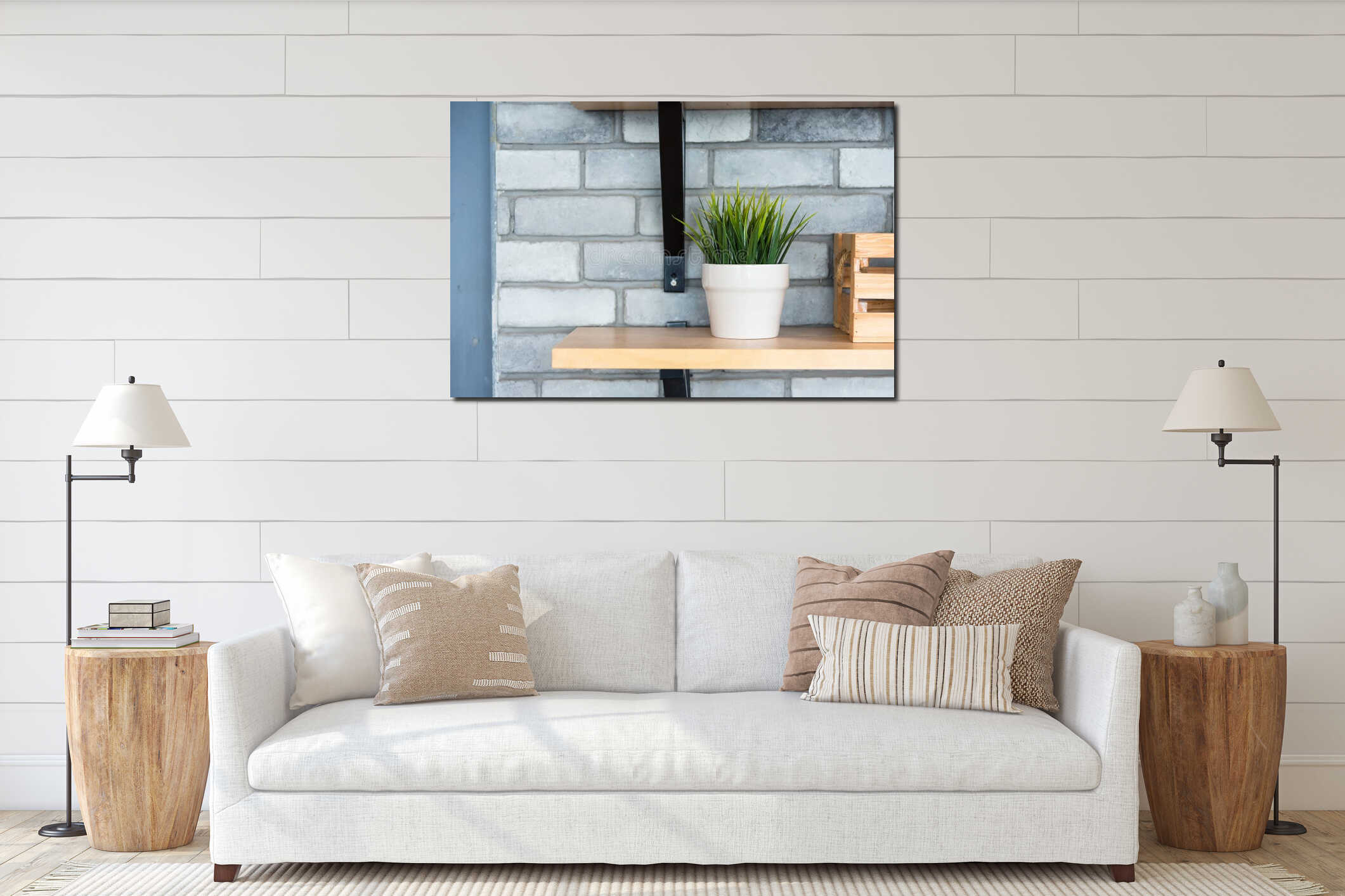 Canvas hanging interior mockup