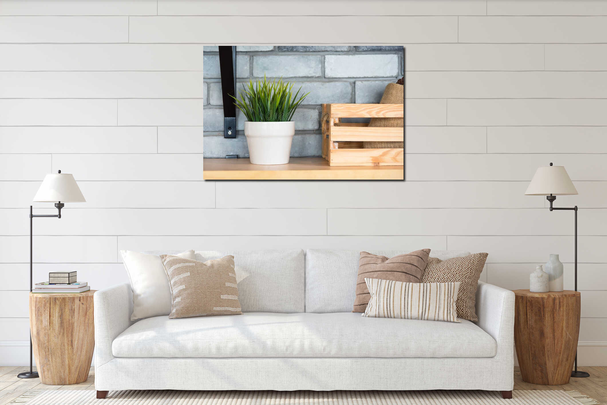 Canvas hanging interior mockup