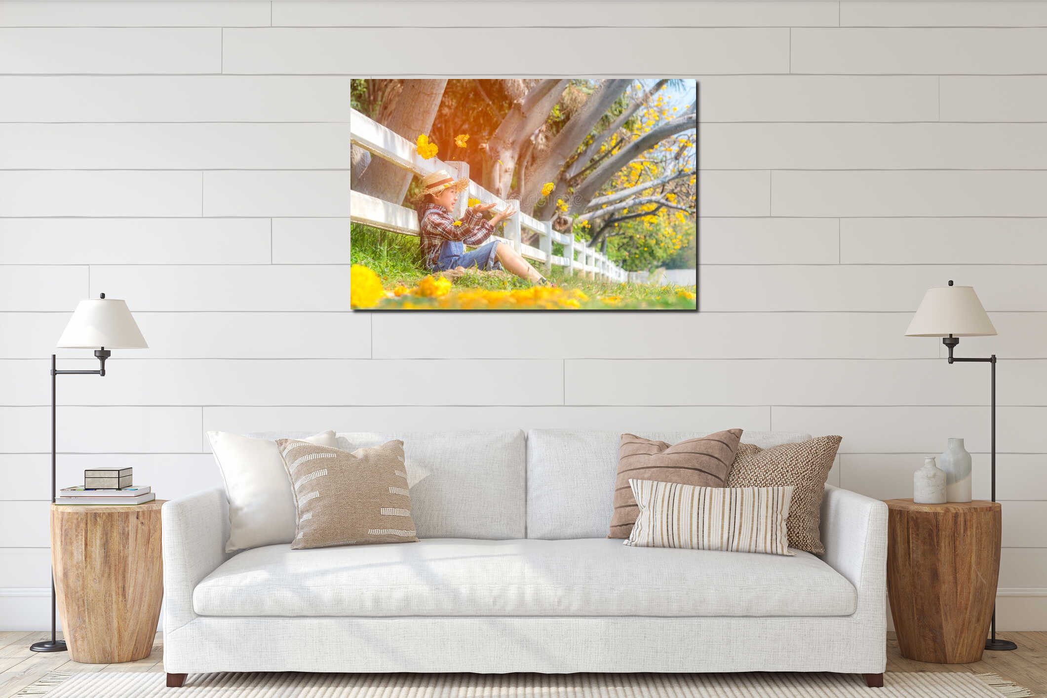 Canvas hanging interior mockup