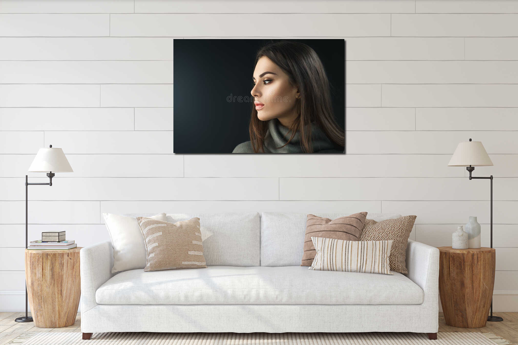 Canvas hanging interior mockup