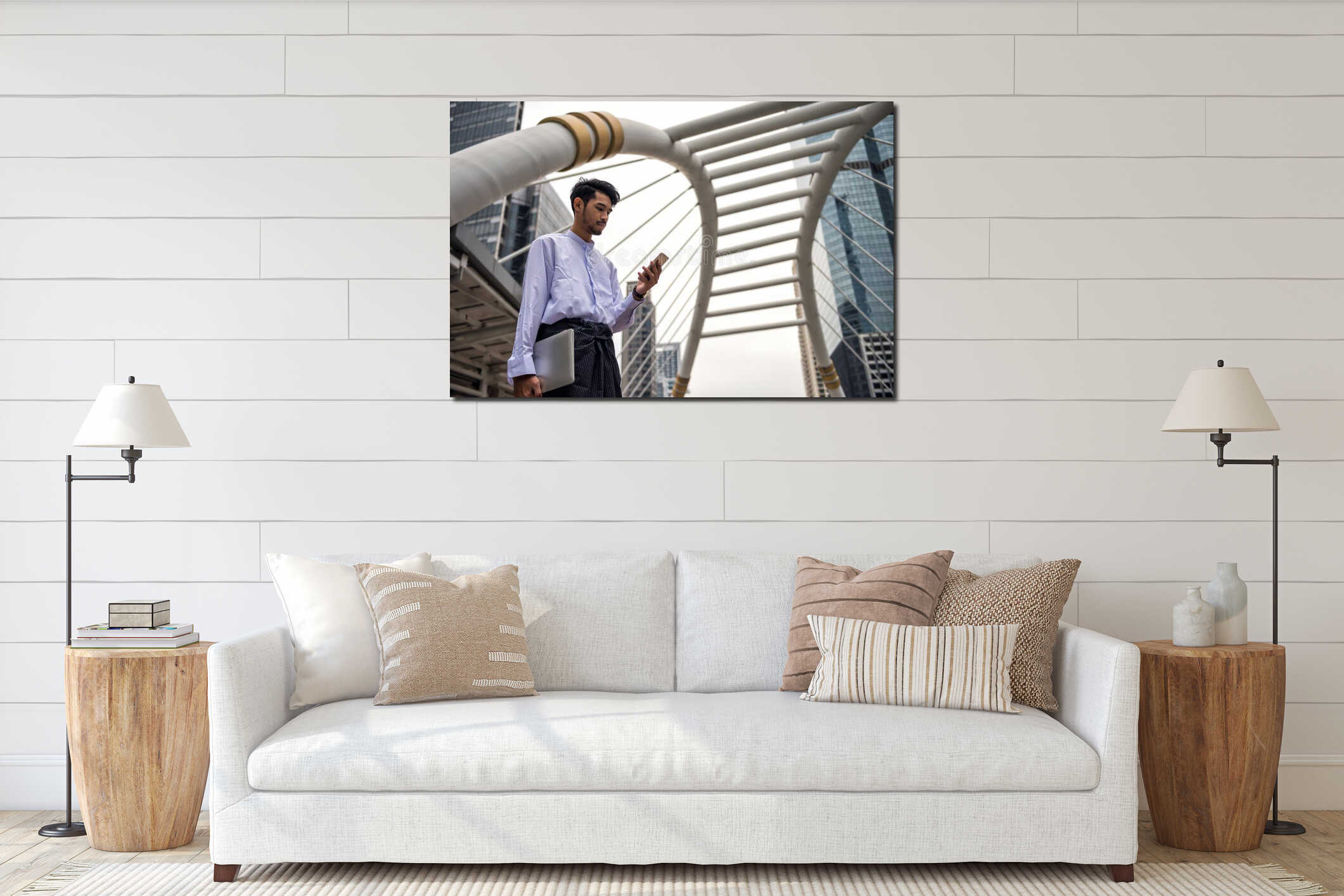 Canvas hanging interior mockup