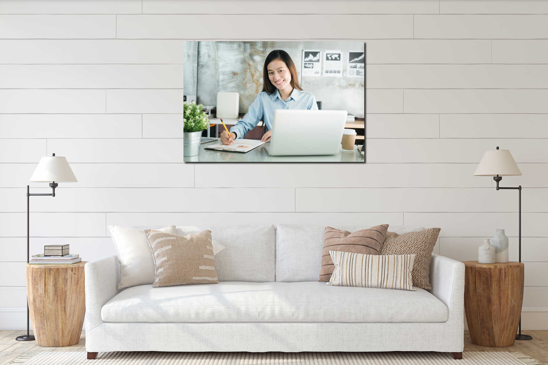 Canvas hanging interior mockup