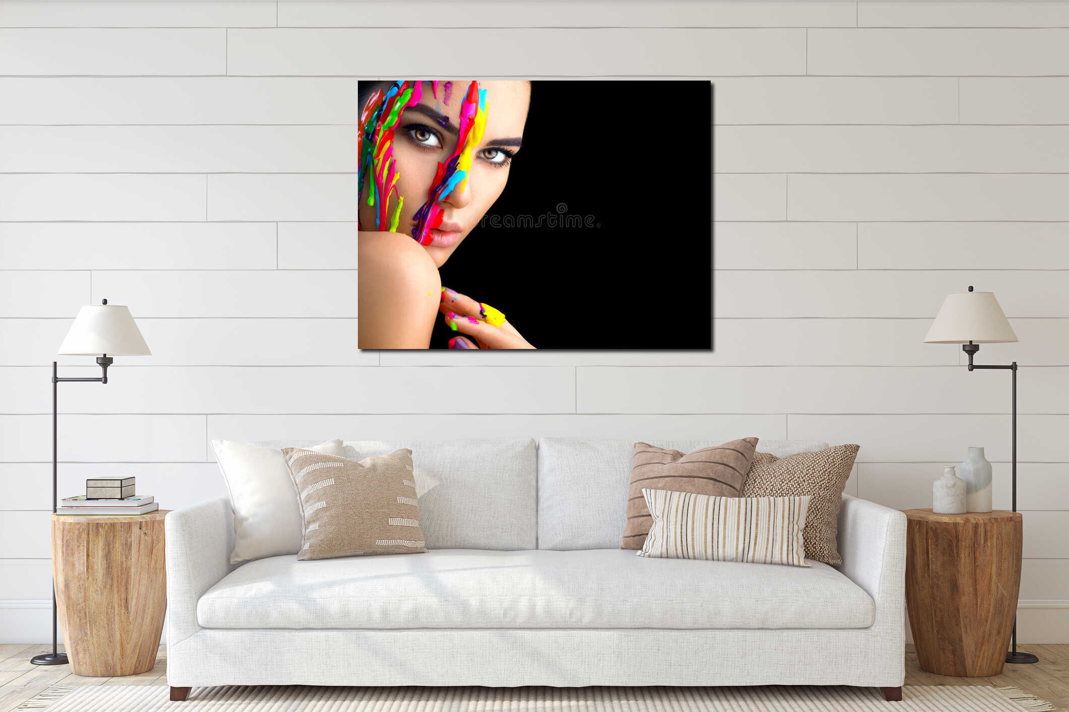 Canvas hanging interior mockup