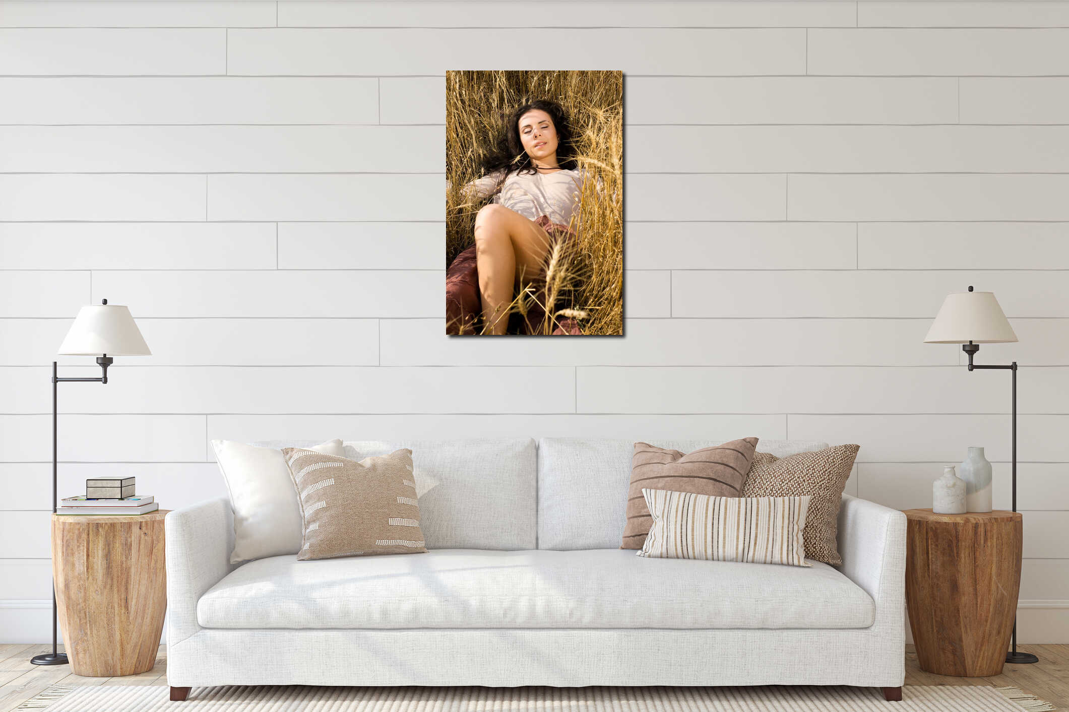 Canvas hanging interior mockup