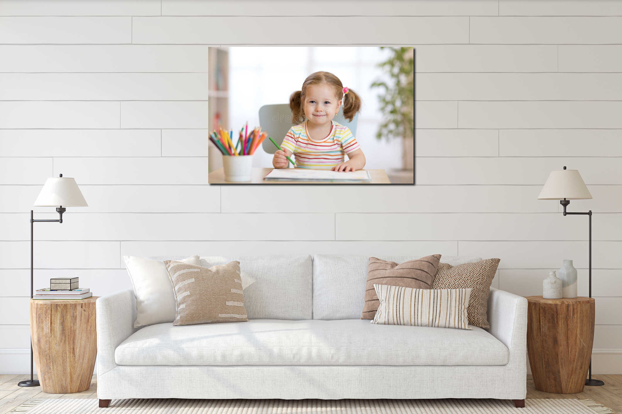 Canvas hanging interior mockup